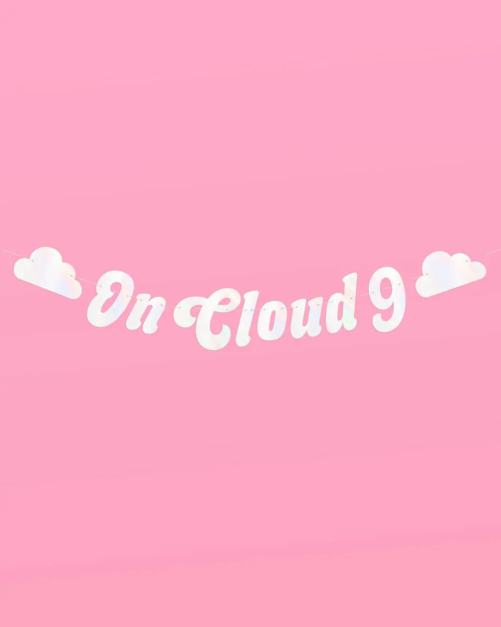 Cloud Nine Banner - white iri foil banner xo, Fetti