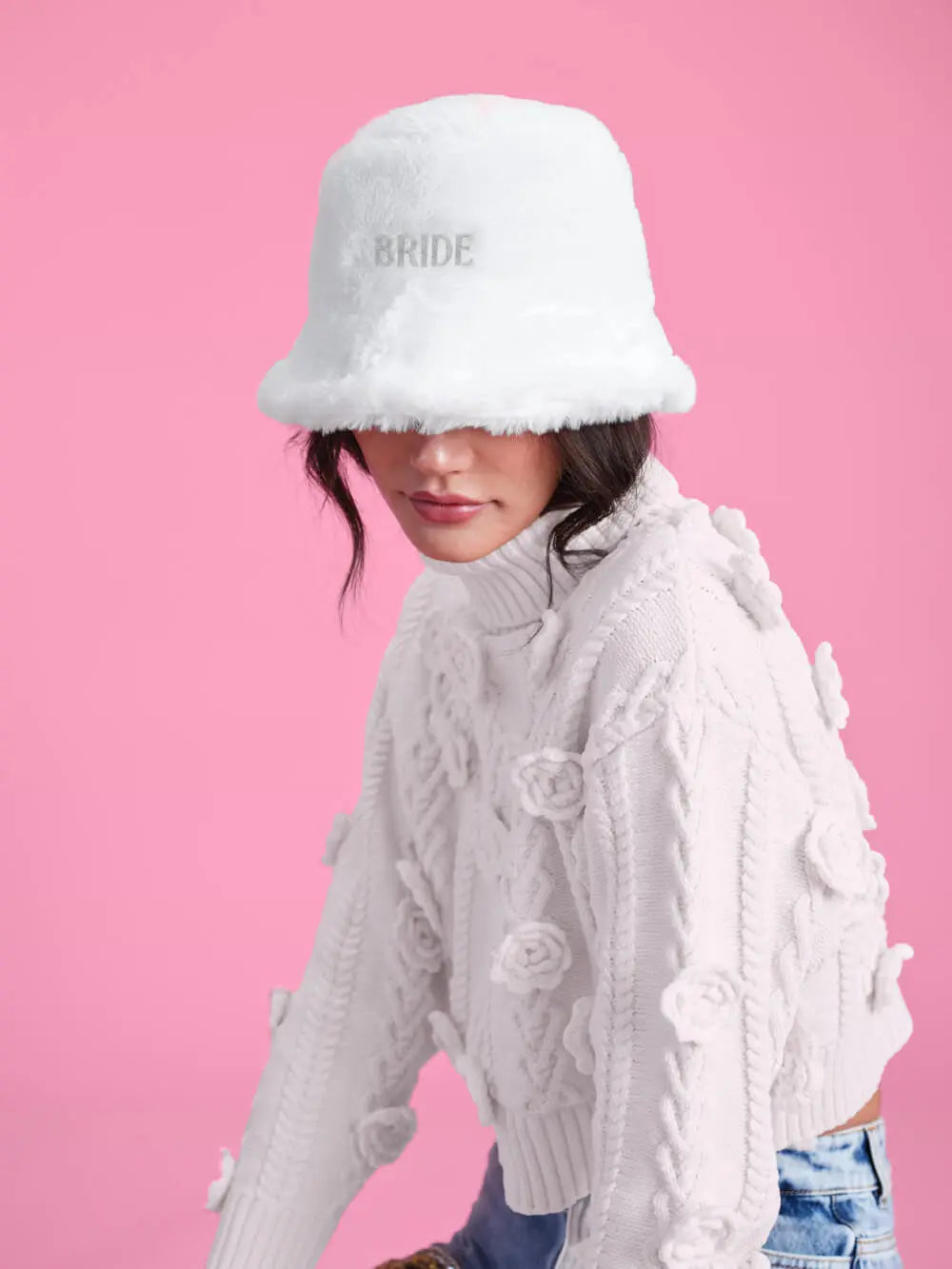 Cloud Nine Bucket Hat - embroidered fur hat xo, Fetti