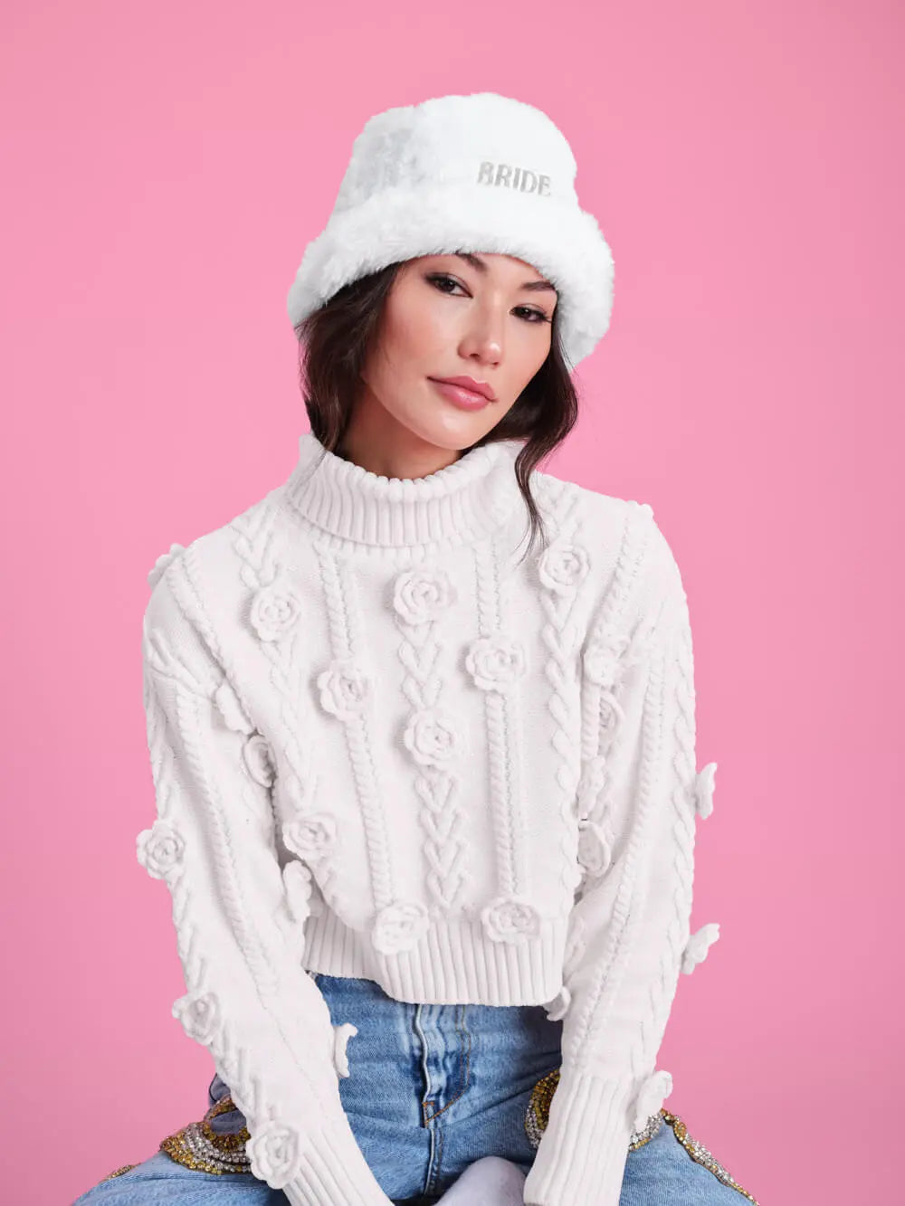 Cloud Nine Bucket Hat - embroidered fur hat xo, Fetti