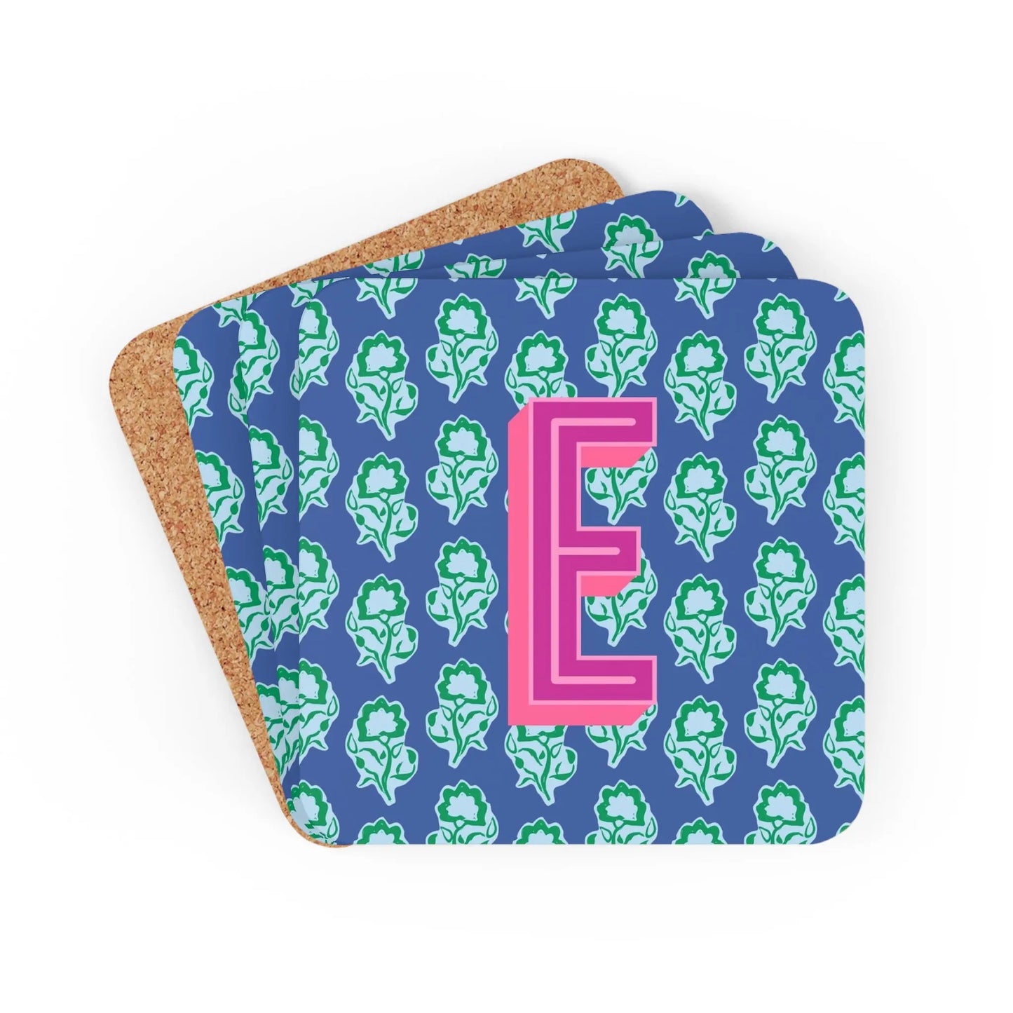Coaster Set - Maya Blue Monogrammed CB Studio