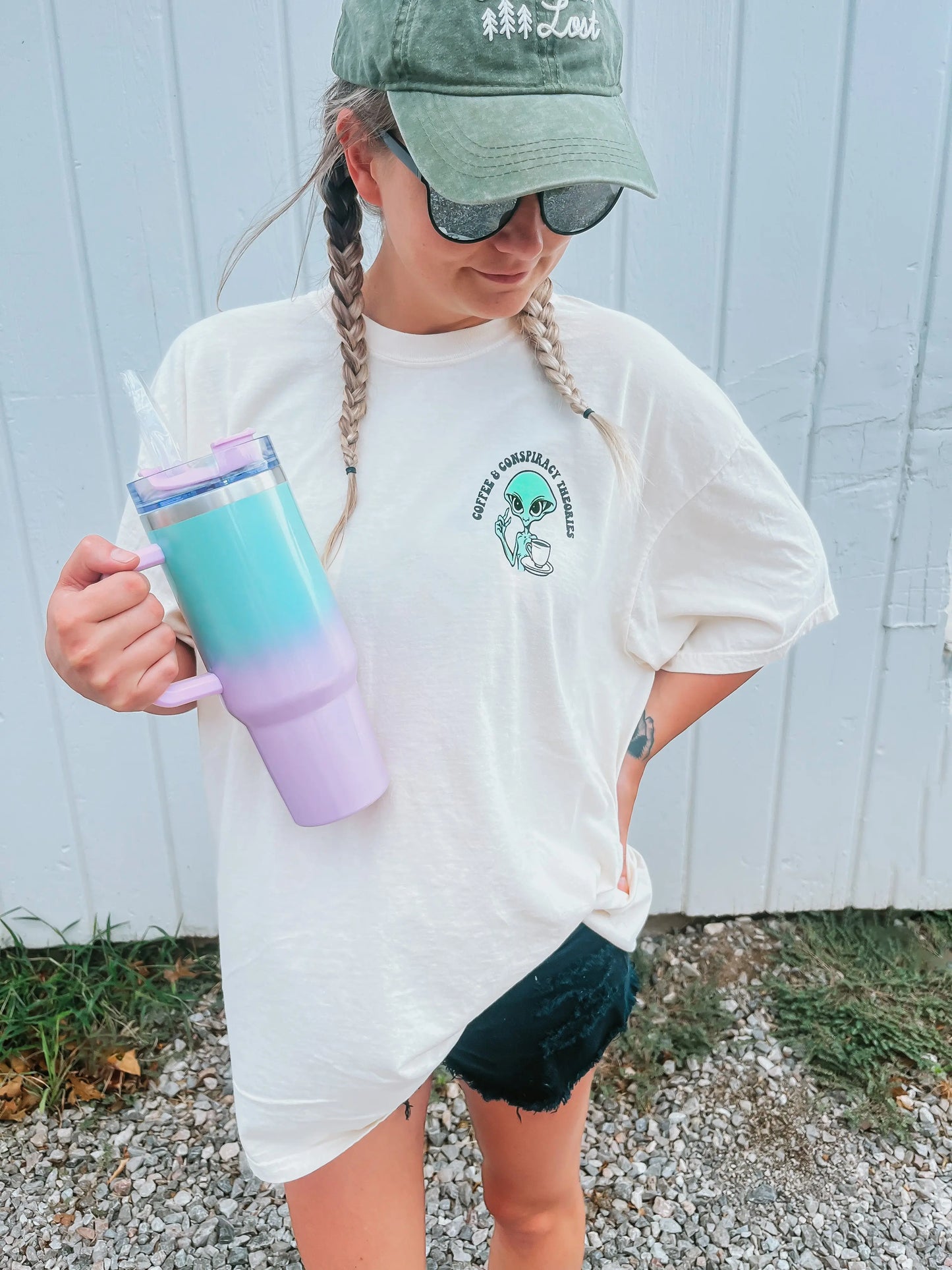 Coffee and Conspiracy Theories Graphic Tee Shop Karma Tees