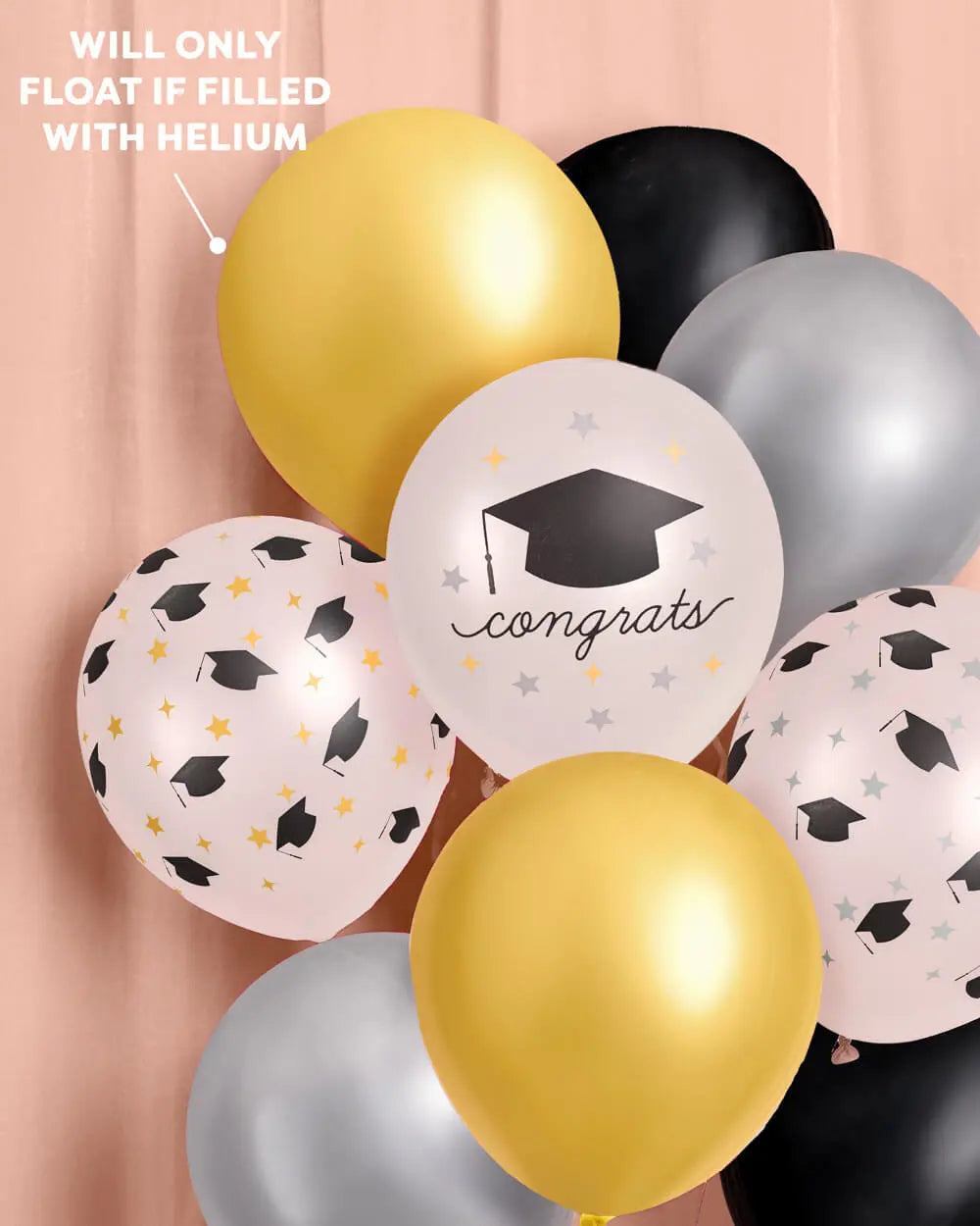 Congrats Grad Balloon Pack - 24 latex balloons xo, Fetti