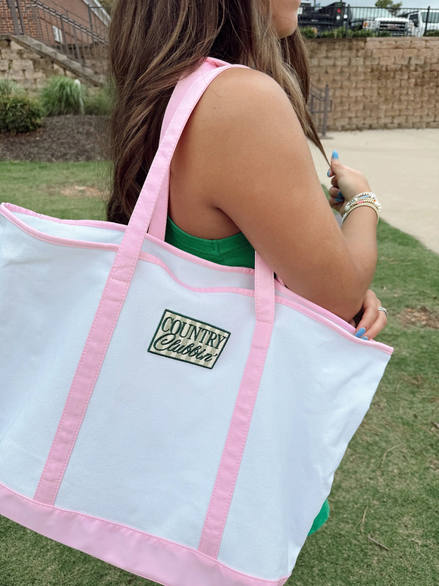Country Clubbin' - Pink Canvas Tote KenzKustomz
