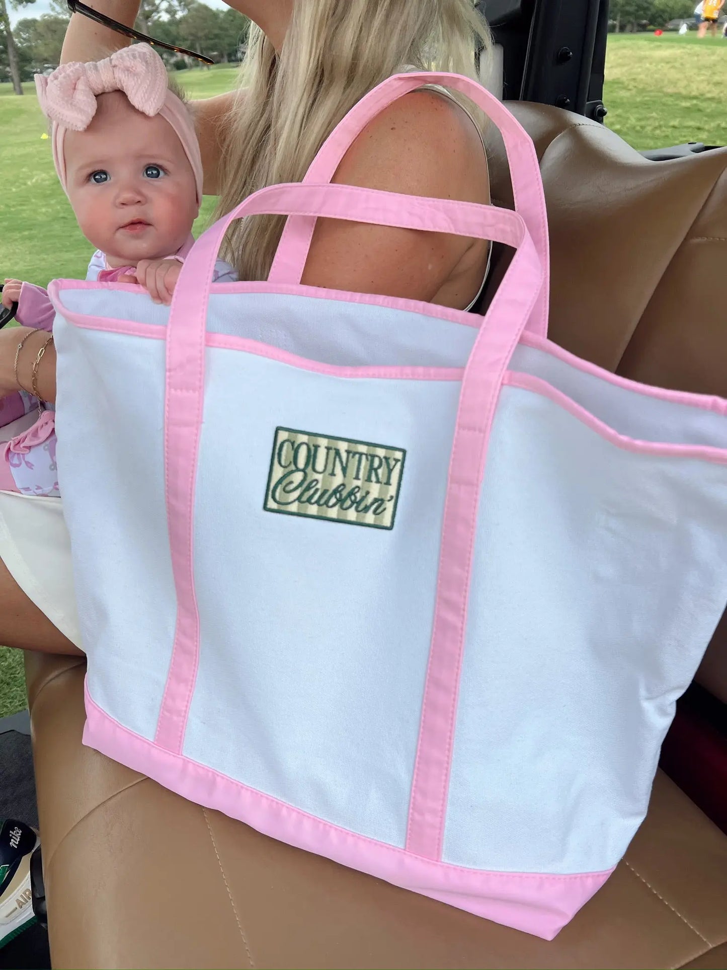 Country Clubbin' - Pink Canvas Tote KenzKustomz
