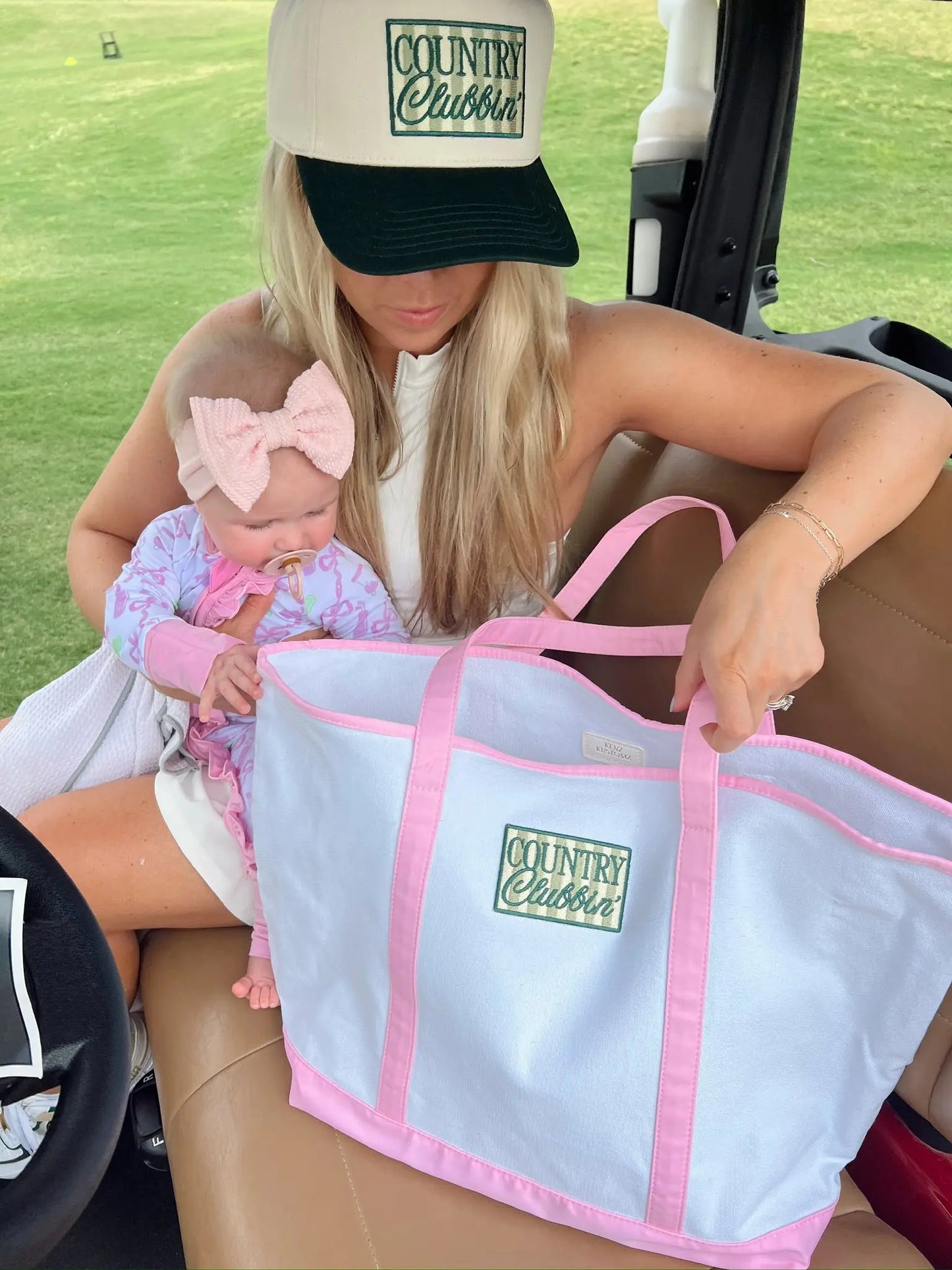 Country Clubbin' - Pink Canvas Tote KenzKustomz