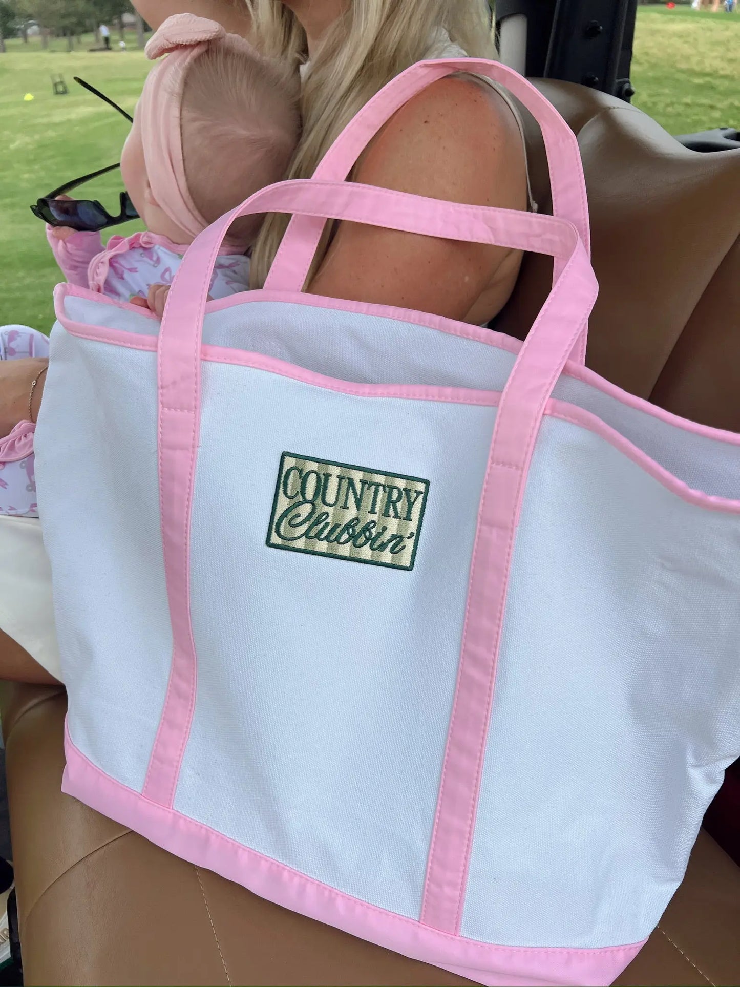 Country Clubbin' - Pink Canvas Tote KenzKustomz