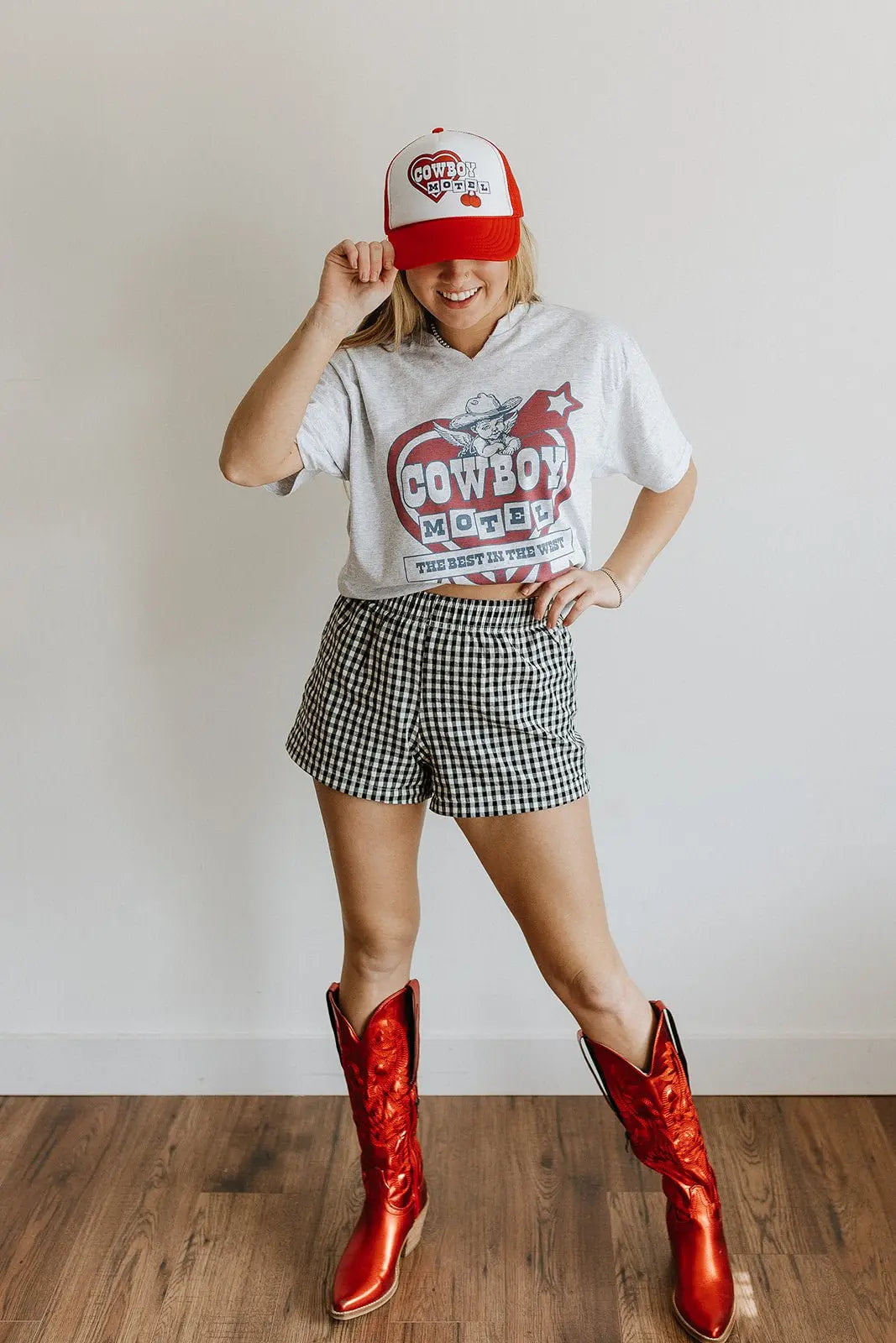 Cowboy Motel Raw Cut V-neck Graphic Tee Wild Junkie