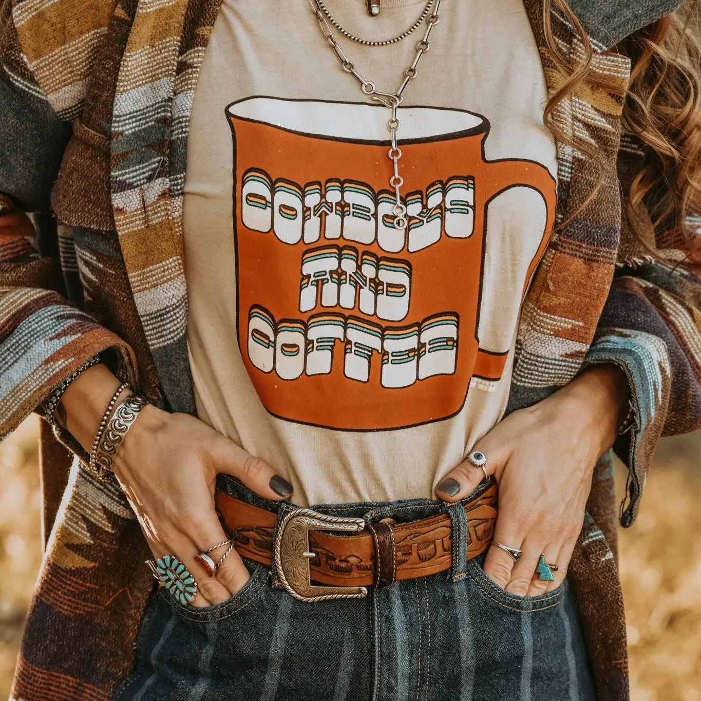 Cowboys and Coffee Cup Graphic Tee Wild Junkie