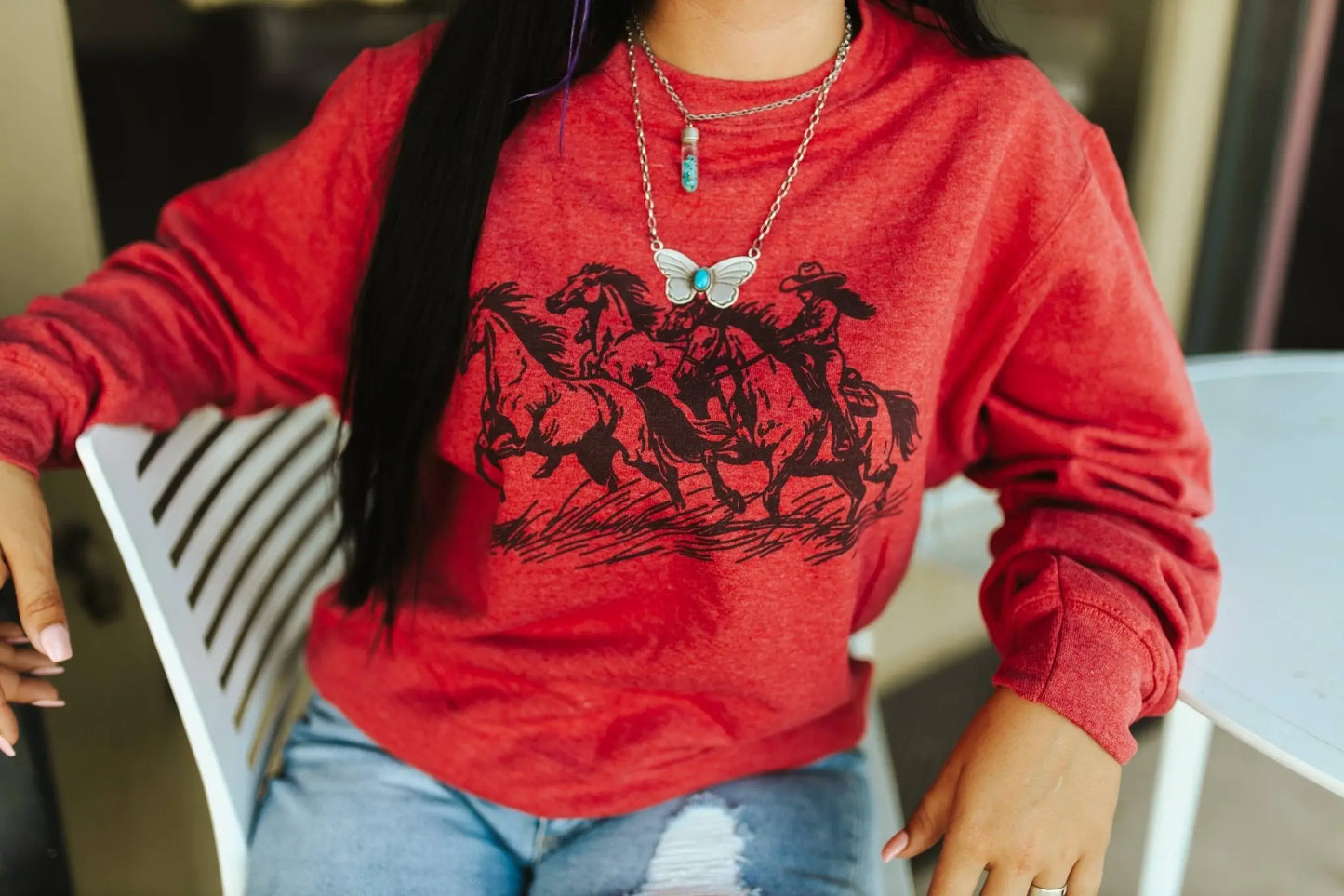 Cowgirl Rider Graphic Sweatshirt Wild Junkie