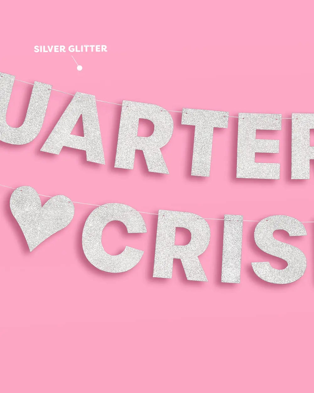 Crisis Averted Banner - silver glitter banner xo, Fetti