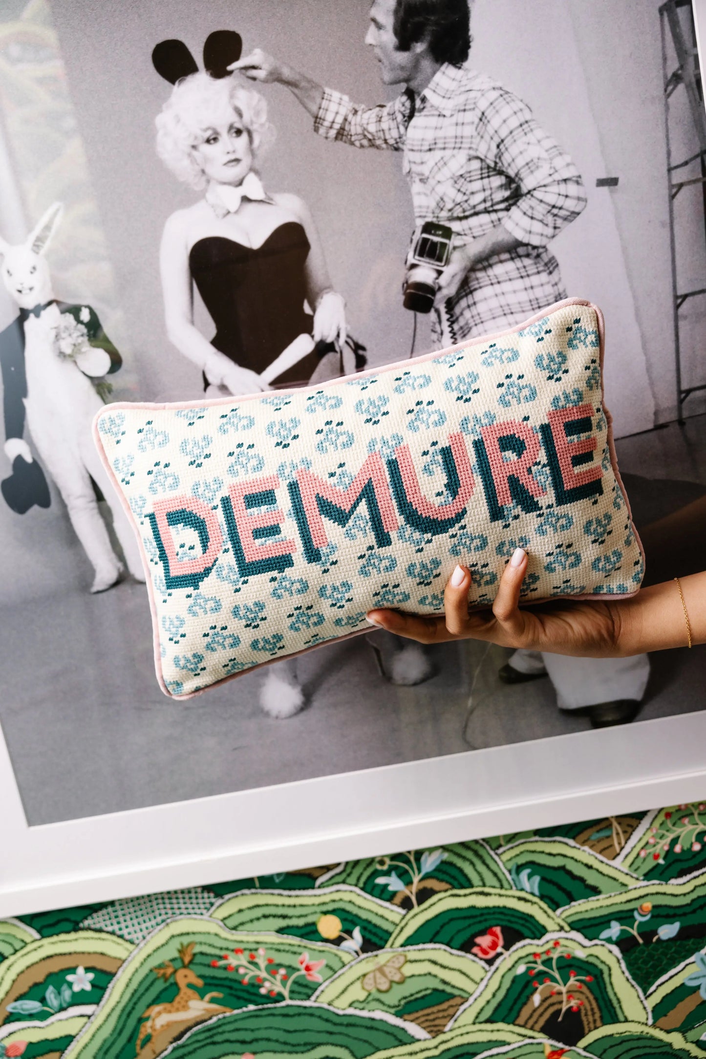 Demure Needlepoint Pillow Furbish Studio