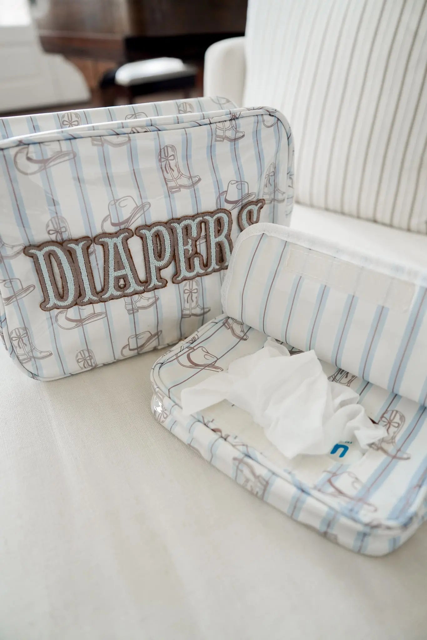 Diapers XL - Western Blues Clear Coat Bag KenzKustomz
