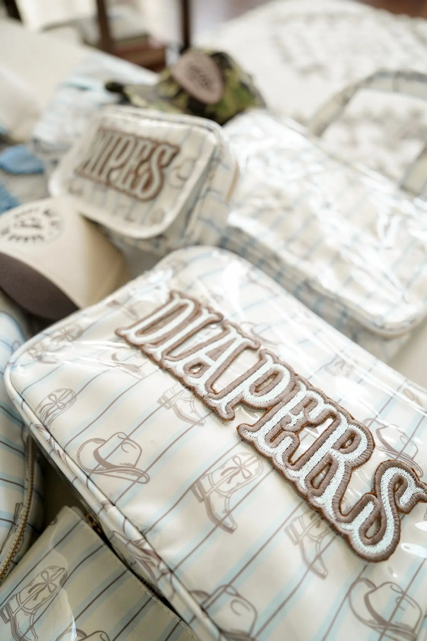 Diapers XL - Western Blues Clear Coat Bag KenzKustomz