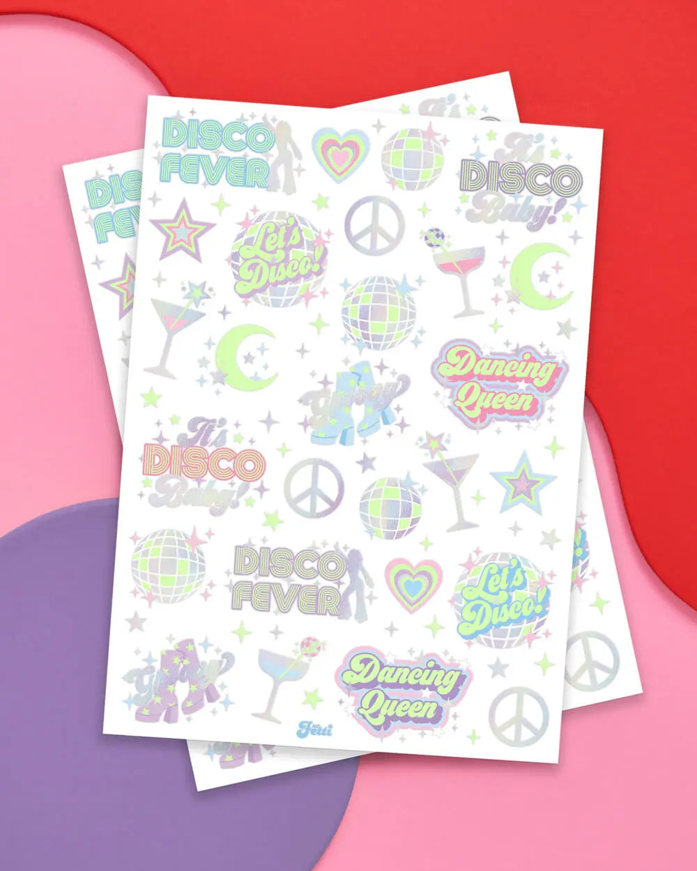 Disco Glo Tats - 48 foil temporary tattoos xo, Fetti