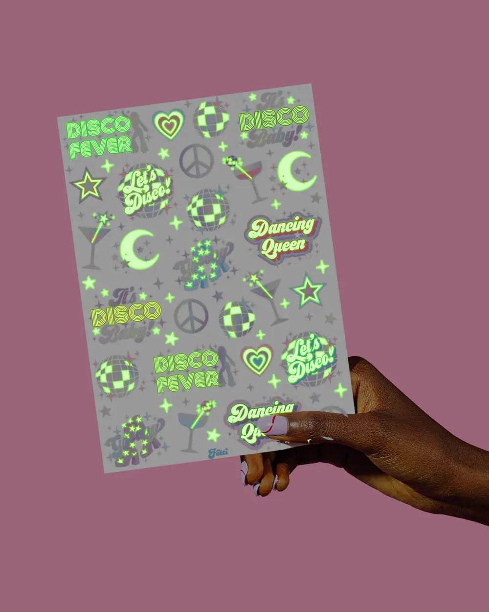 Disco Glo Tats - 48 foil temporary tattoos xo, Fetti