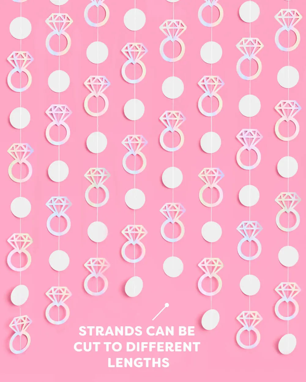 Engaged Era Garland - iridescent foil backdrop xo, Fetti