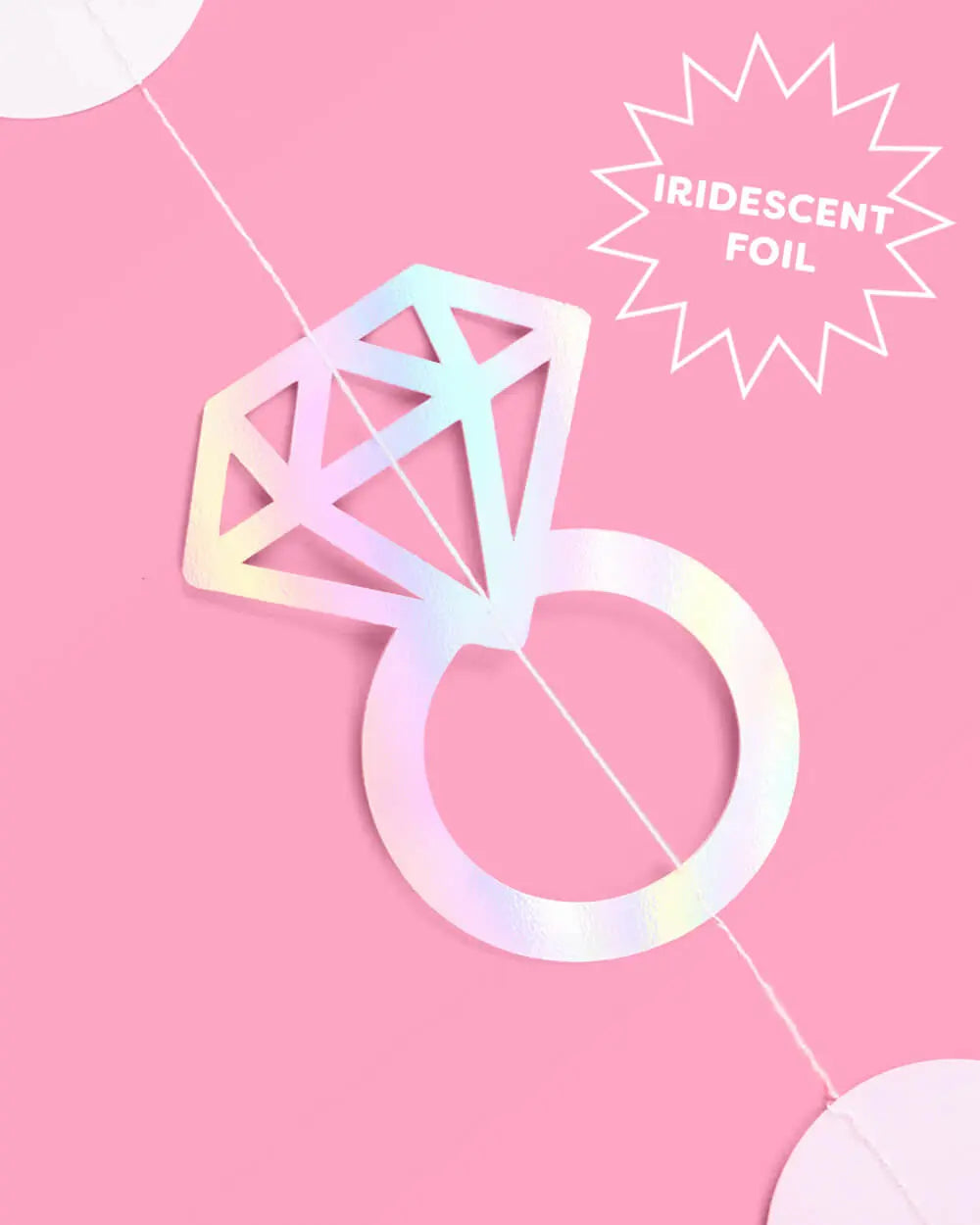 Engaged Era Garland - iridescent foil backdrop xo, Fetti
