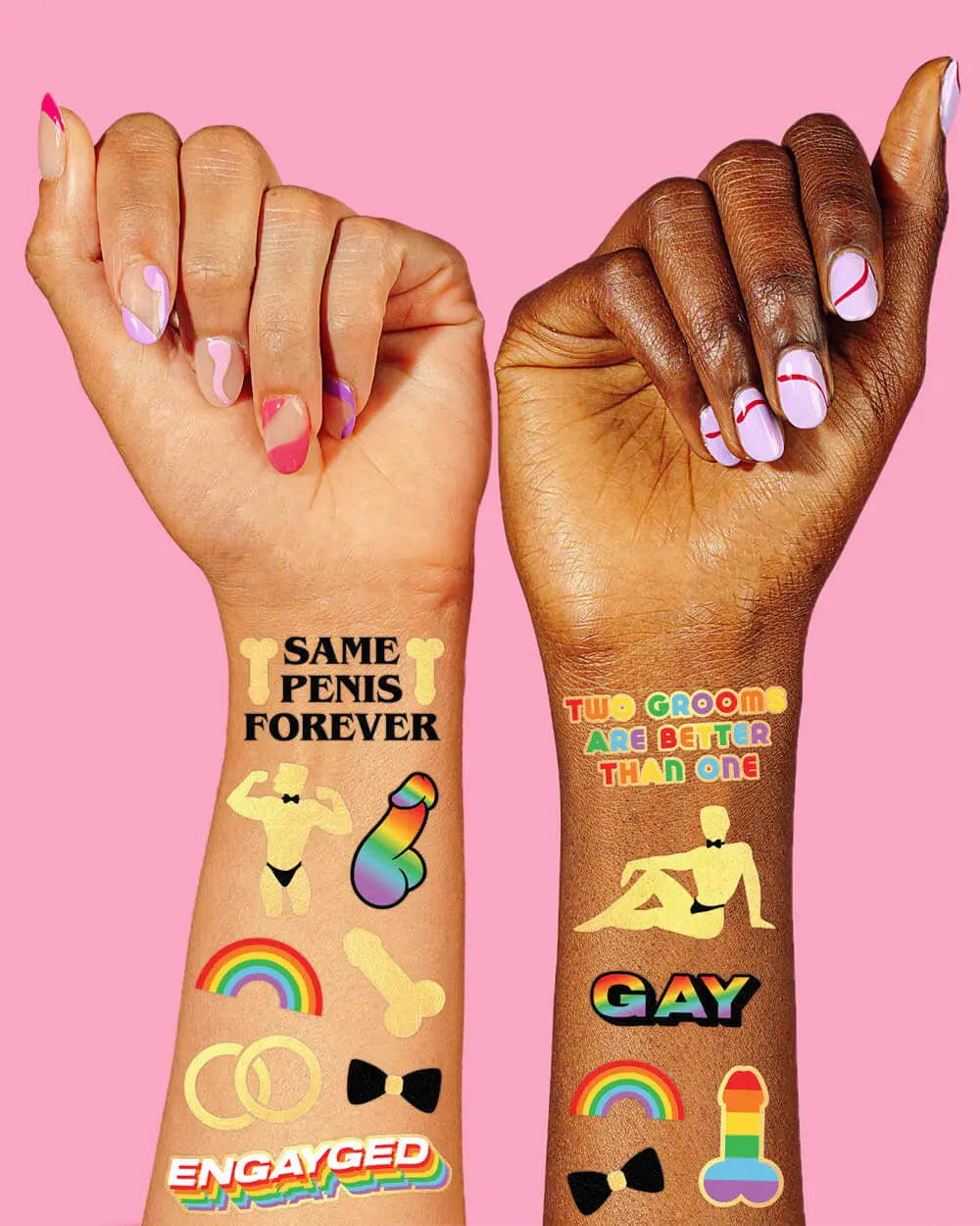 Engayged Tats - 58 foil temporary tattoos xo, Fetti