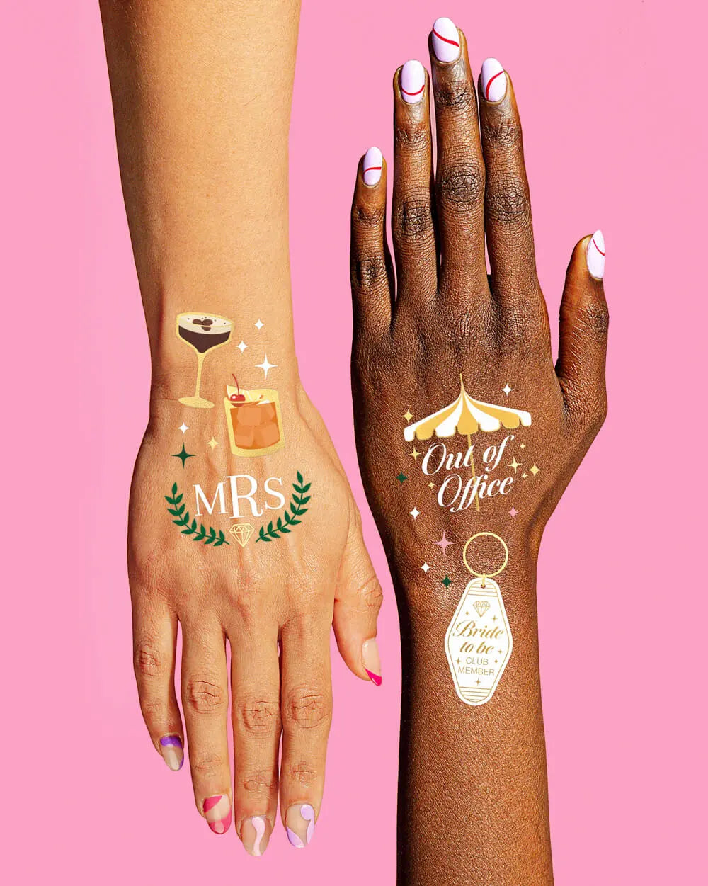 Fancy Bride Tats - 48 foil temporary tattoos xo, Fetti