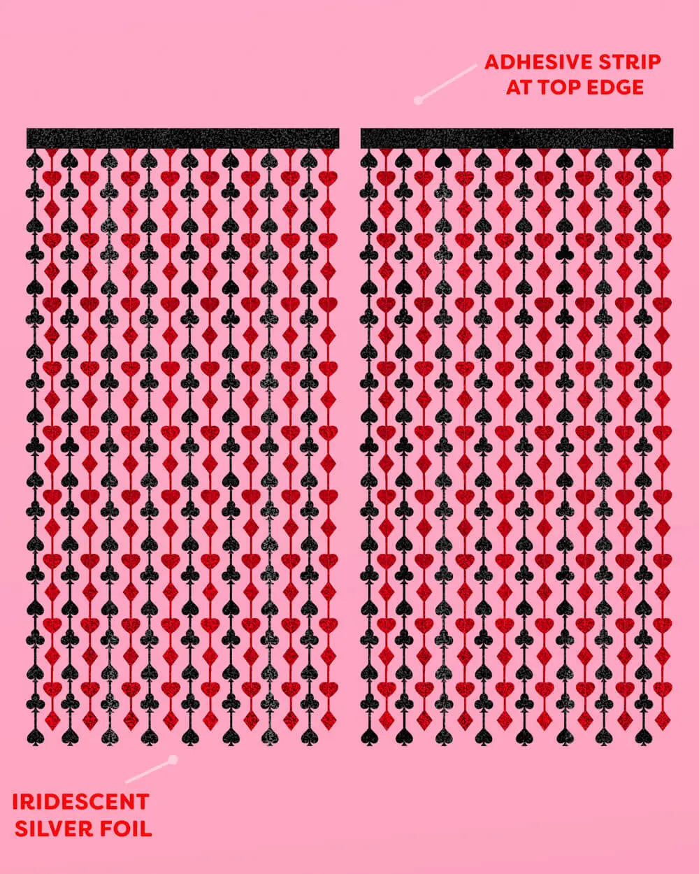 Feeling Lucky Curtain - red and black foil curtain xo, Fetti