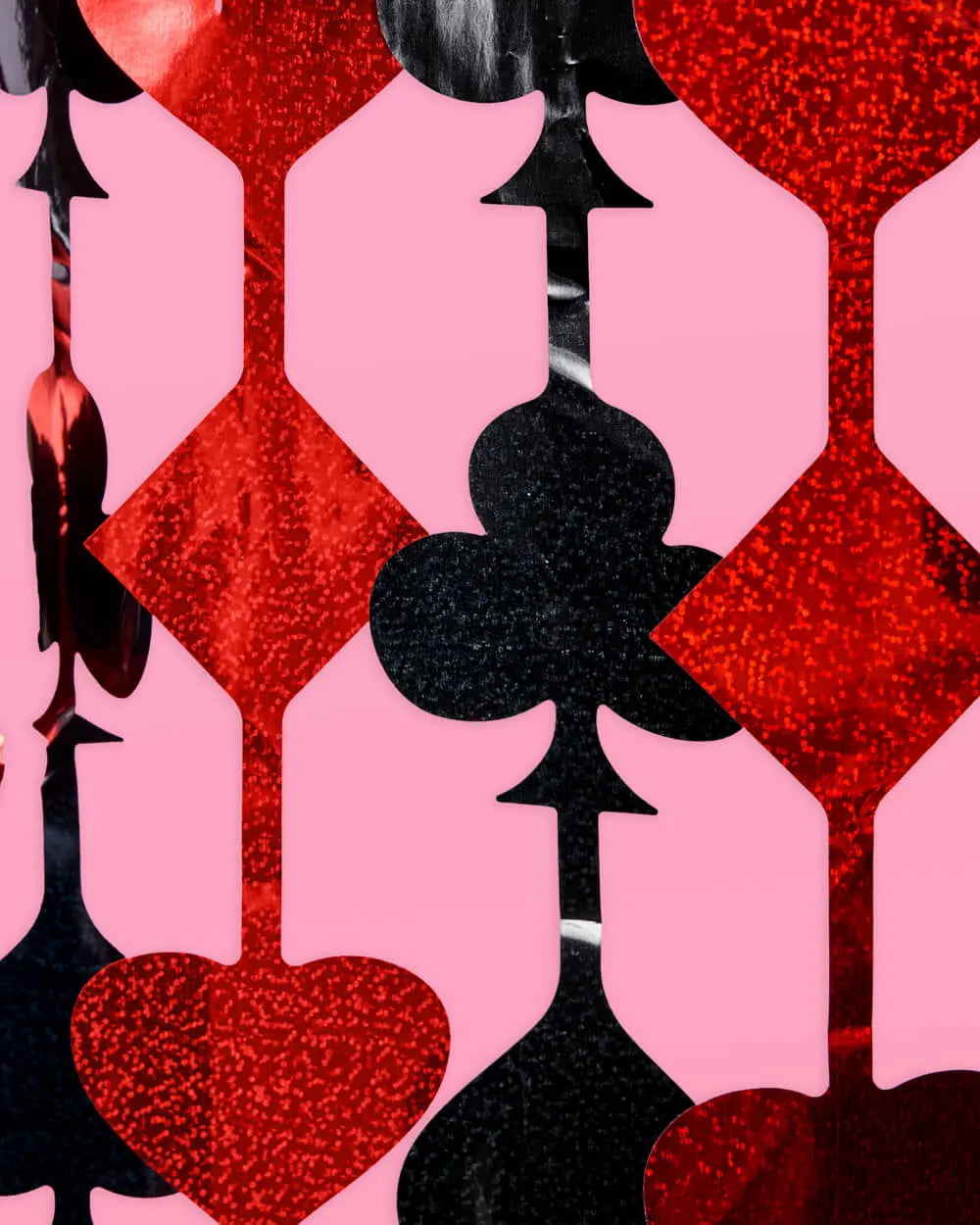 Feeling Lucky Curtain - red and black foil curtain xo, Fetti