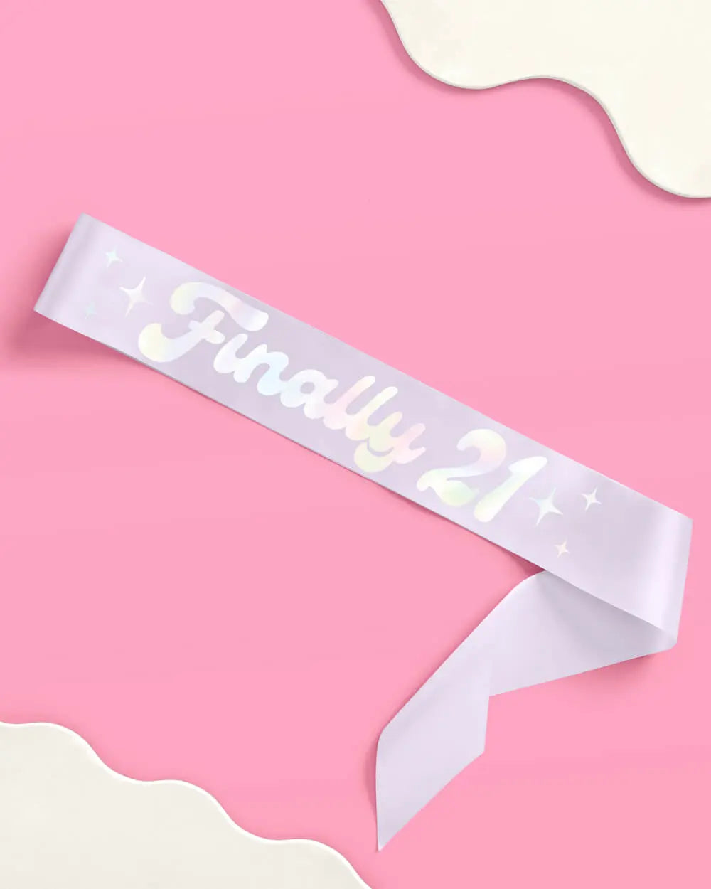 Finally 21 Sash - purple silk + foil xo, Fetti