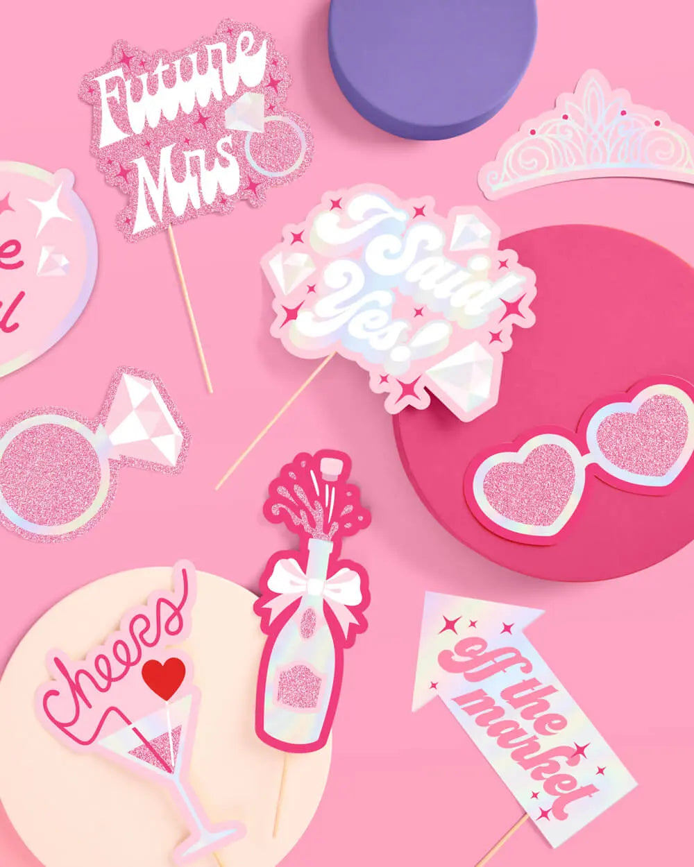 Future Mrs. Props - 24 pc. photo booth set xo, Fetti