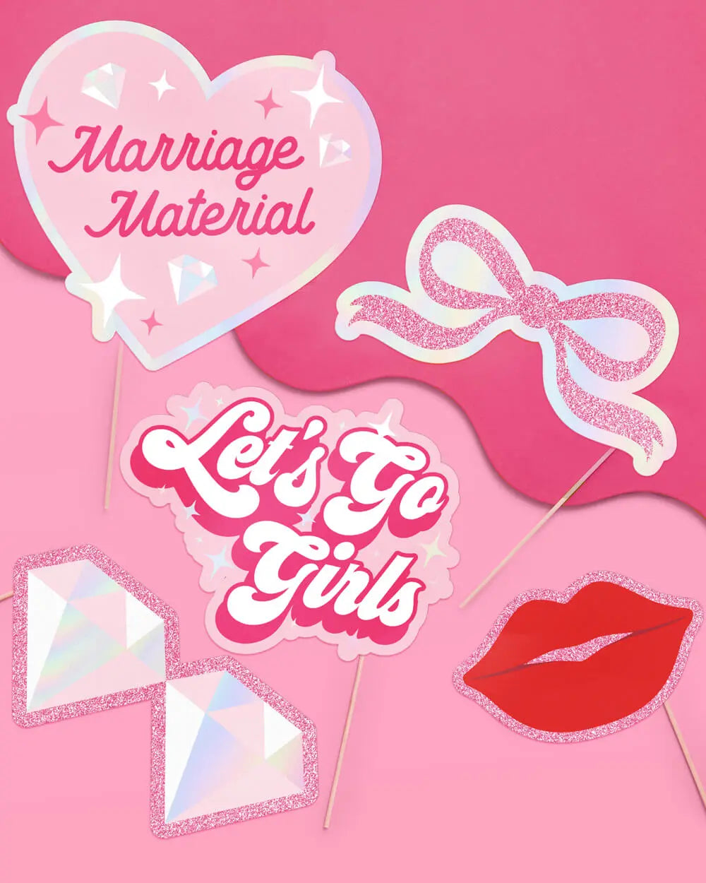 Future Mrs. Props - 24 pc. photo booth set xo, Fetti