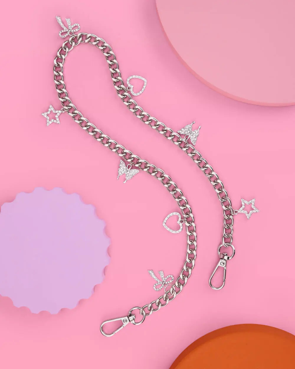 Good Idea Concert Strap - 23" chain + rhinestone charms xo, Fetti