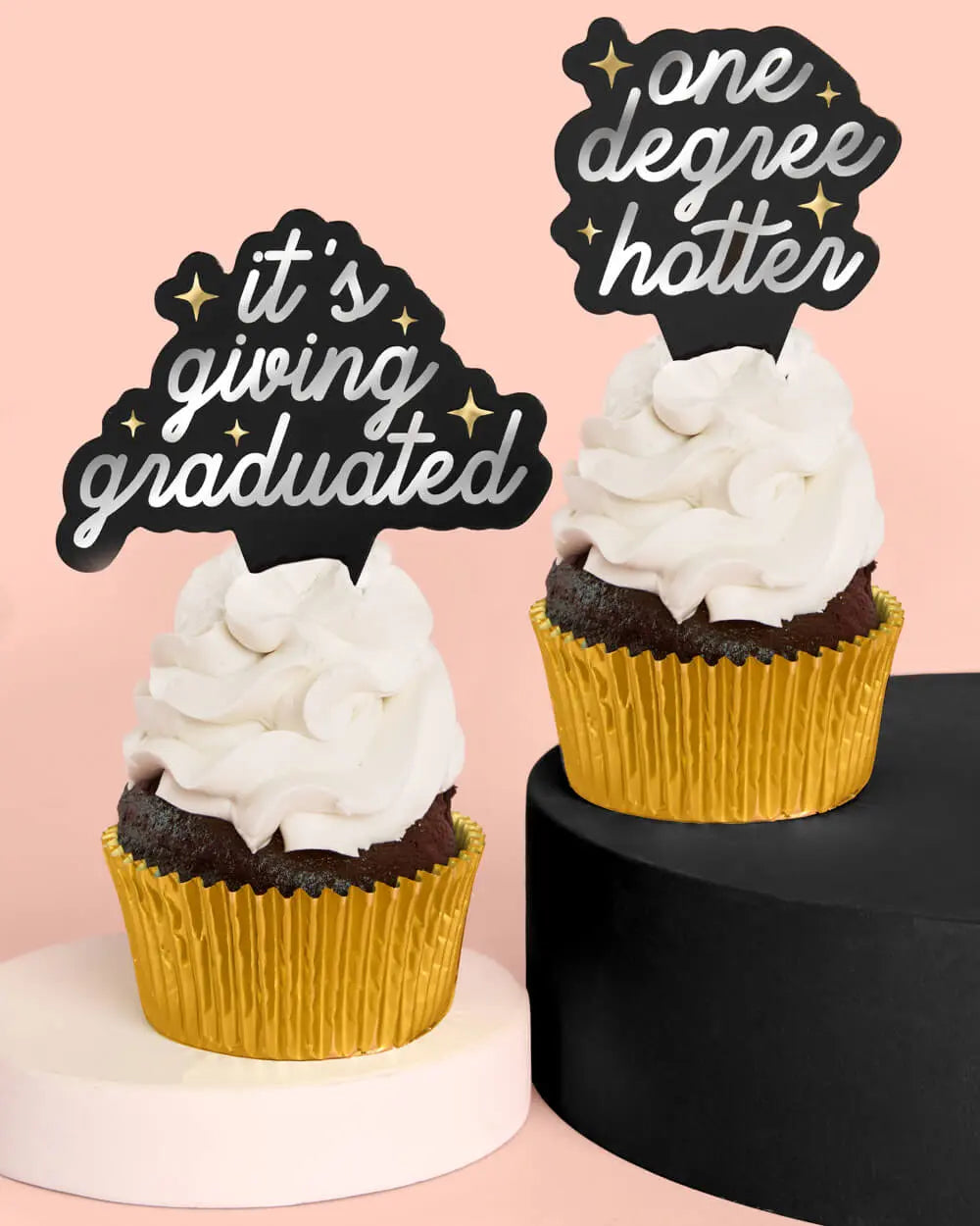 Graduation Toppers - 24 cupcake toppers xo, Fetti