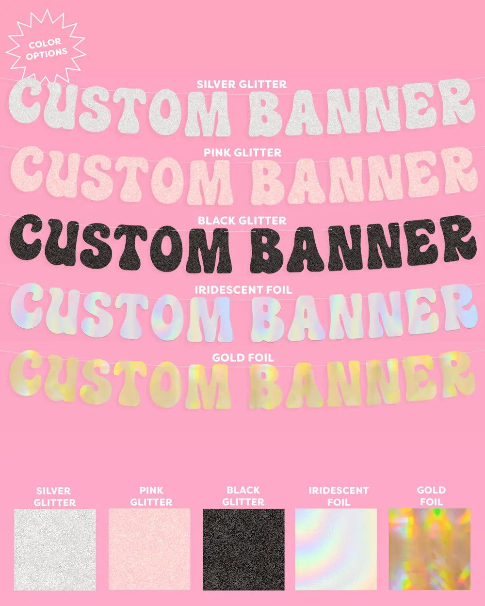 Groovy Custom Banner - customizable banner xo, Fetti