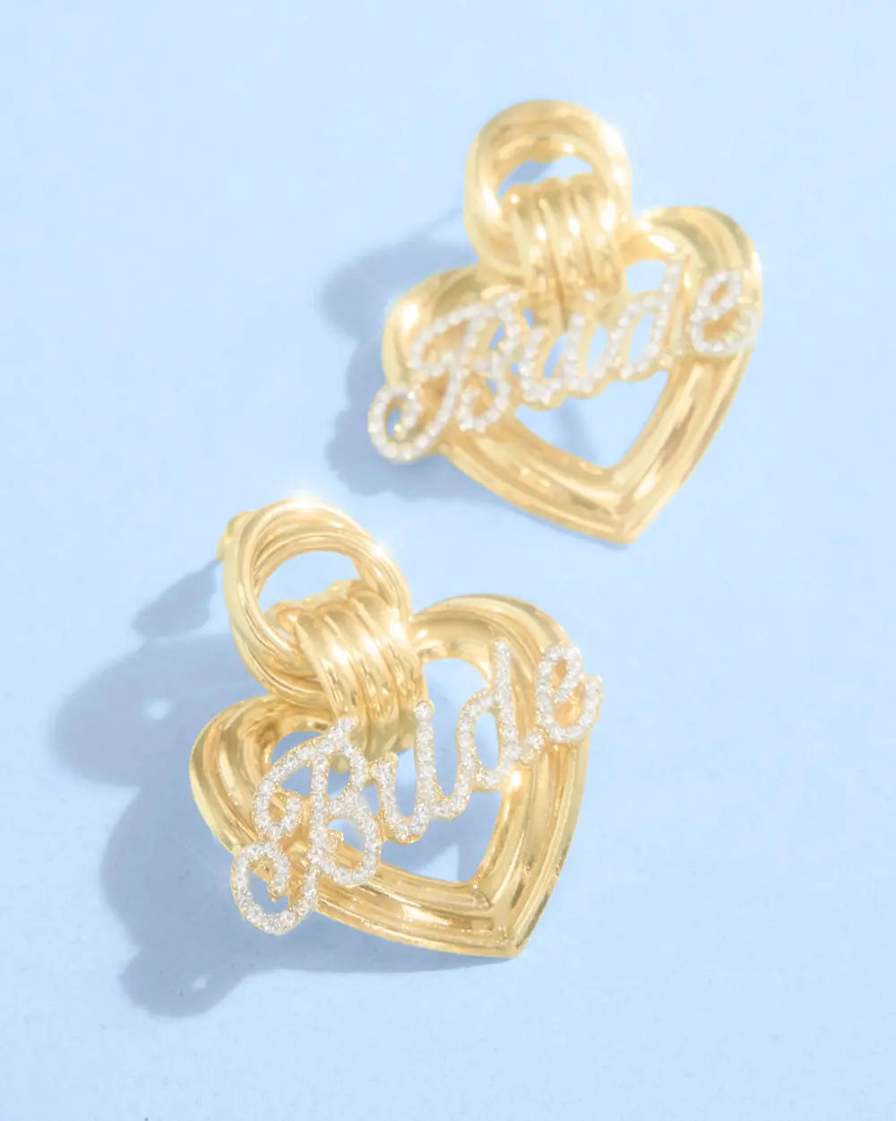 Heart of Gold Bride Earrings - gold + rhinestones xo, Fetti