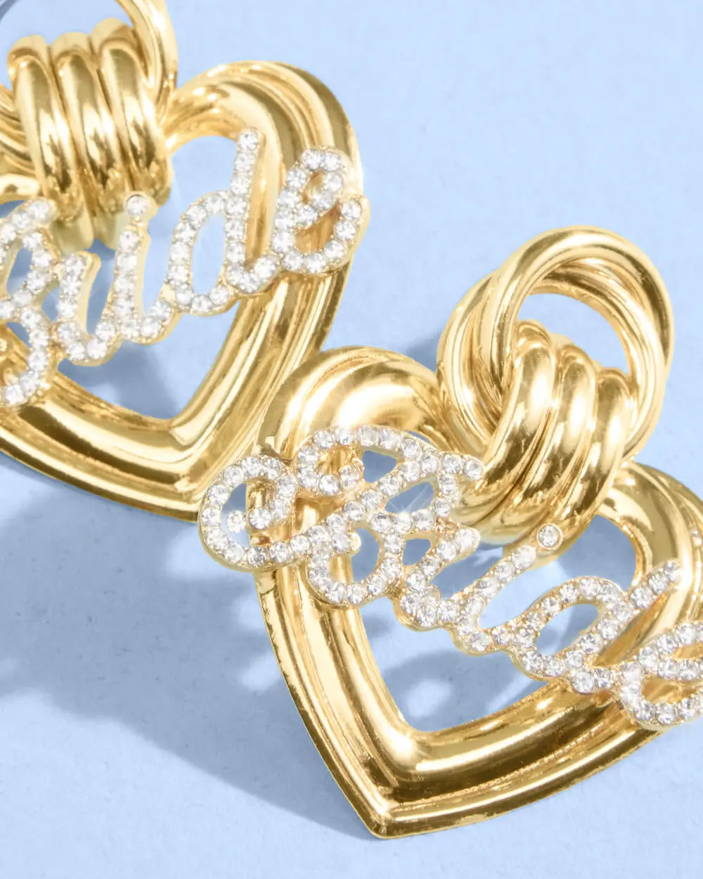 Heart of Gold Bride Earrings - gold + rhinestones xo, Fetti