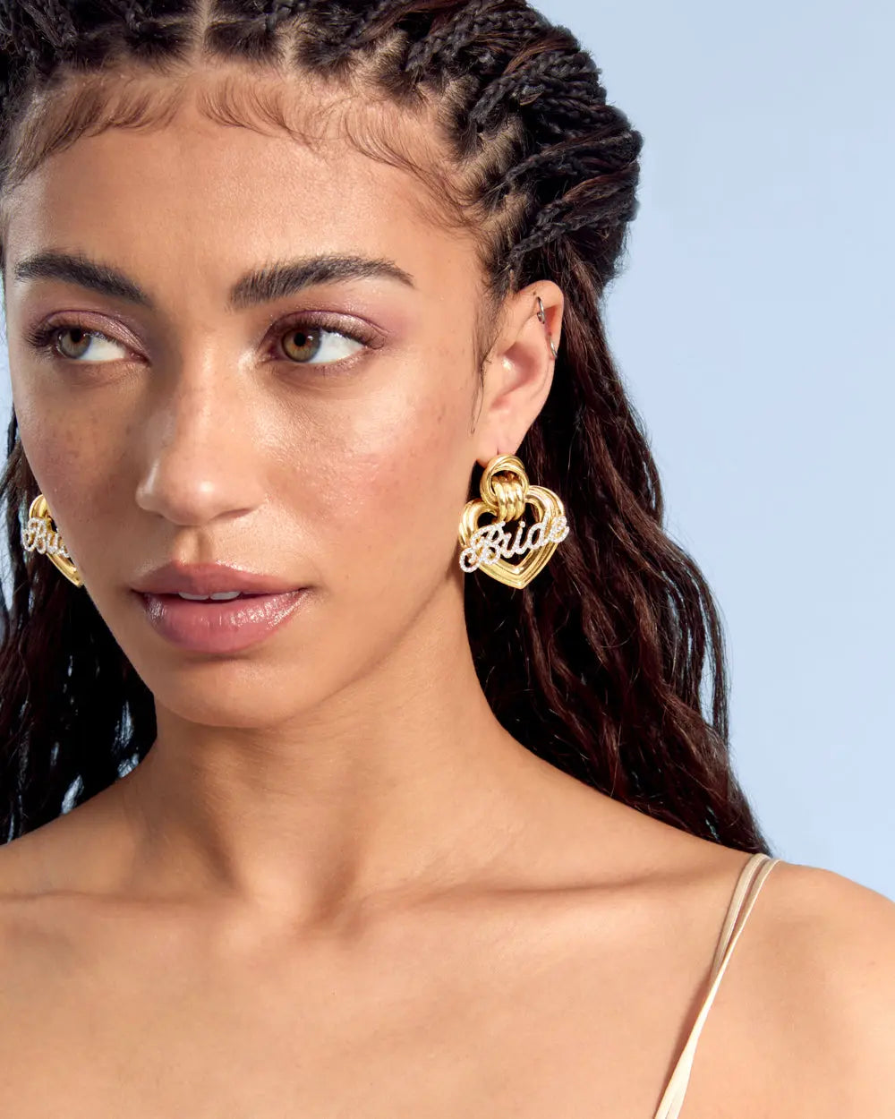 Heart of Gold Bride Earrings - gold + rhinestones xo, Fetti
