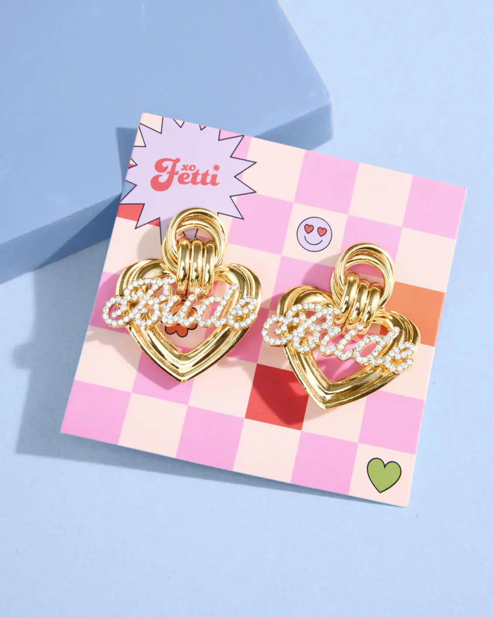 Heart of Gold Bride Earrings - gold + rhinestones xo, Fetti