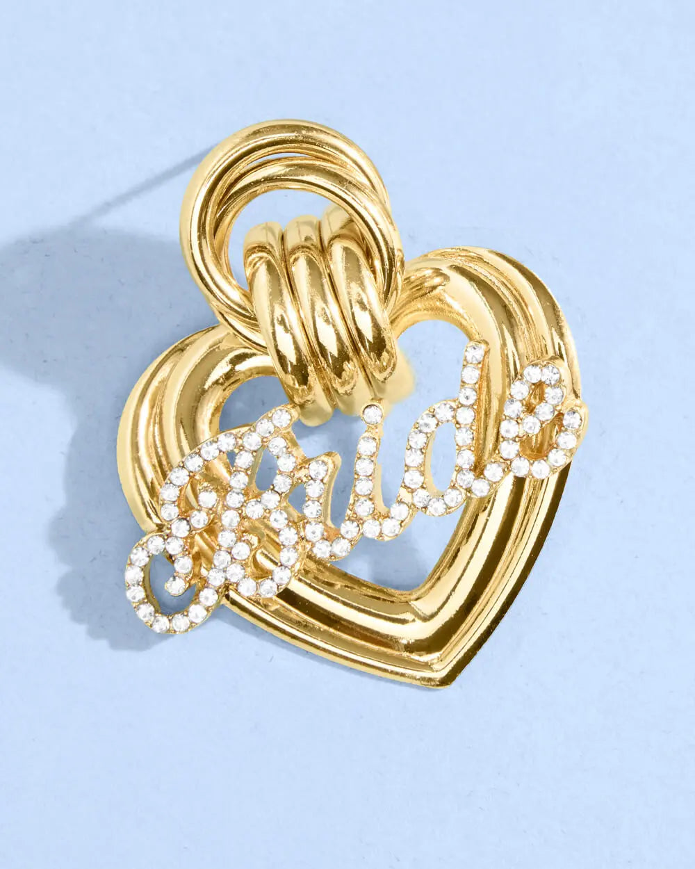 Heart of Gold Bride Earrings - gold + rhinestones xo, Fetti