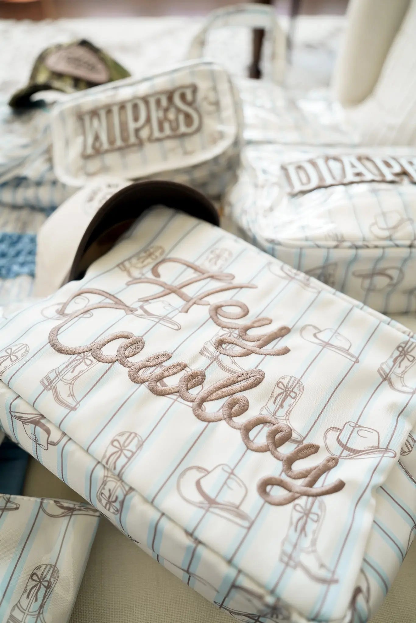 Hey Cowboy - Western Blues Striped XL Bag - PREORDER KenzKustomz