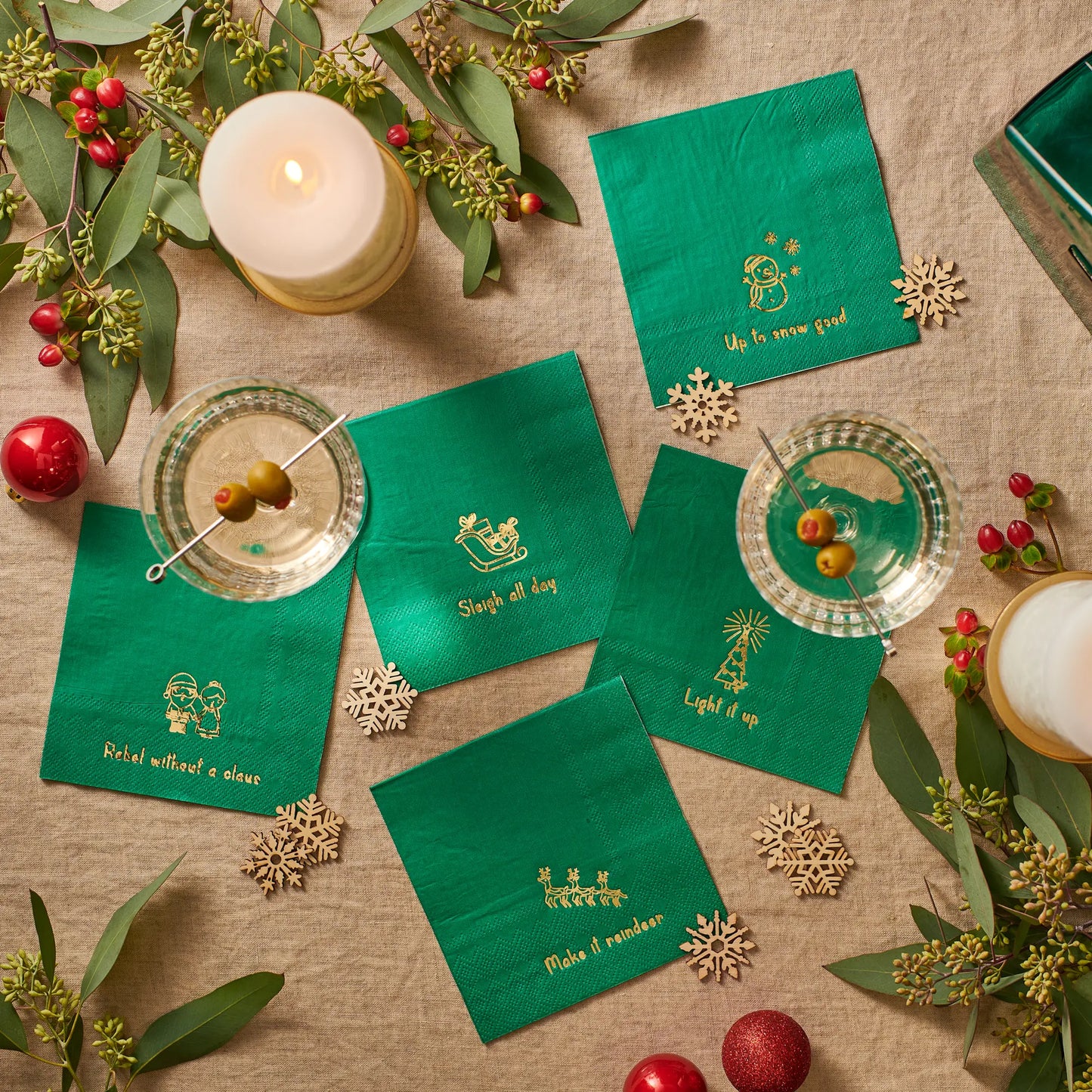 Holiday Cheer Cocktail Napkins (25 per pack) Coterie