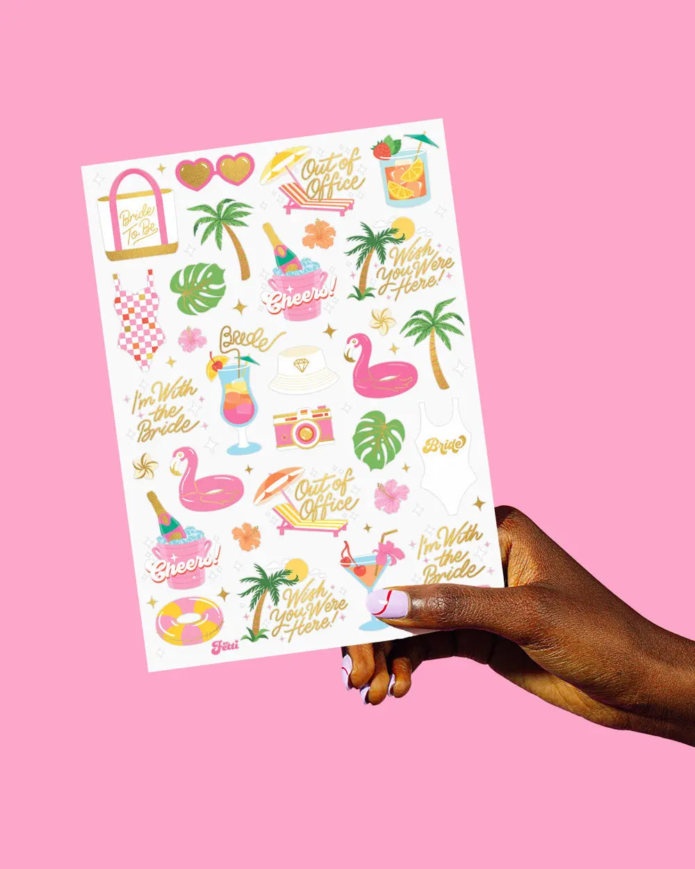 Hot Bride Tats - 50 foil temporary tattoos xo, Fetti