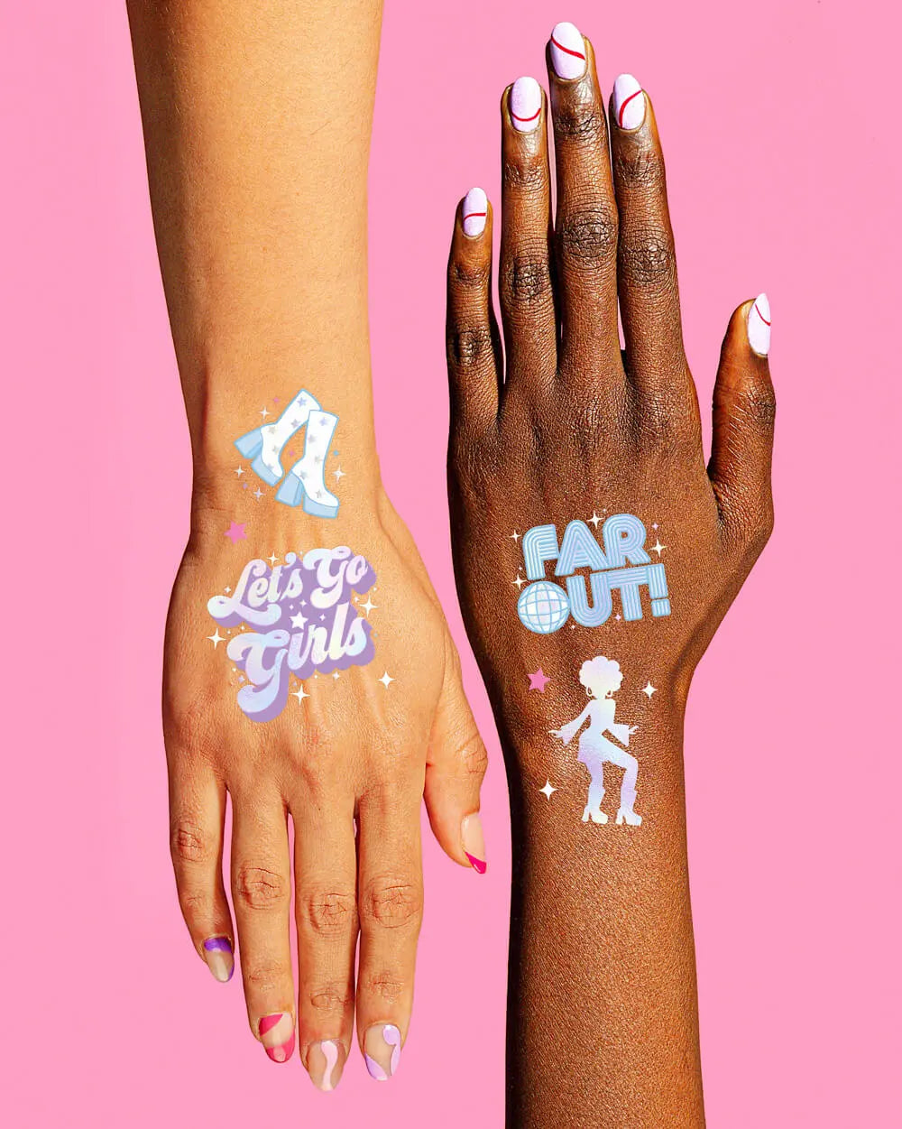 Last Disco Tats - 48 foil temporary tattoos xo, Fetti