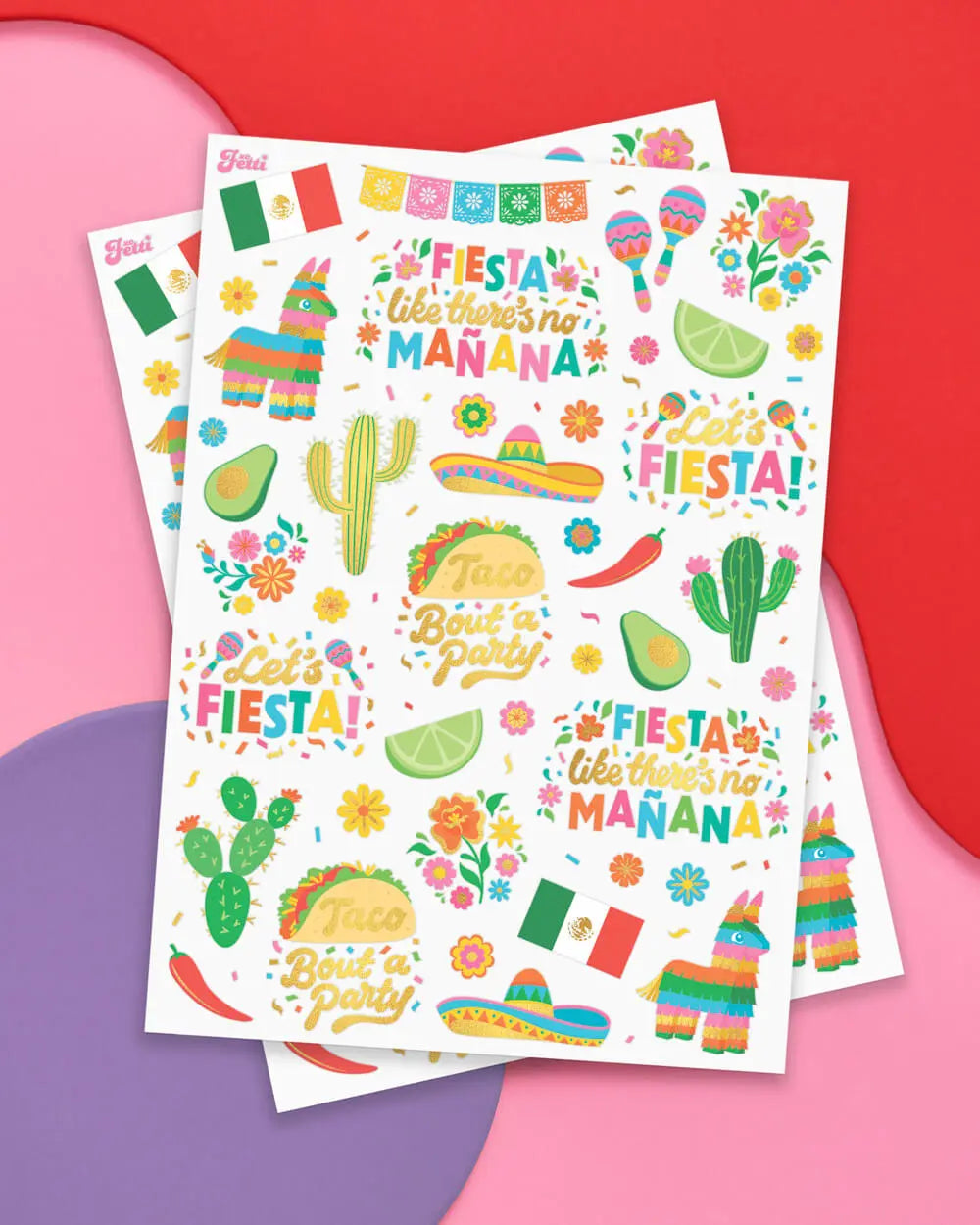Let’s Fiesta Tats - 52 metallic temporary tattoos xo, Fetti