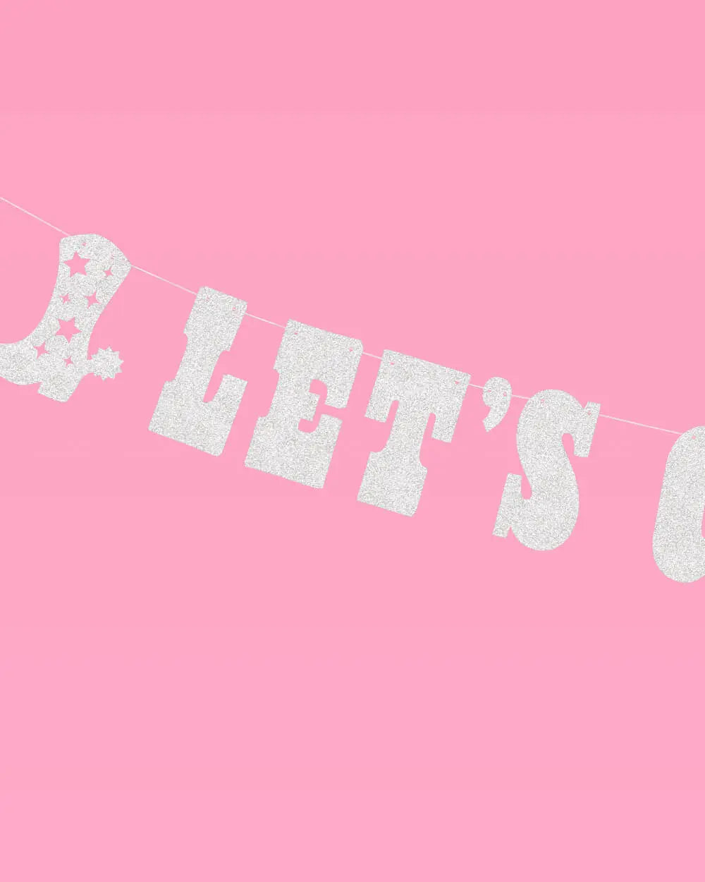Let's Go Girls Banner - silver glitter banner xo, Fetti