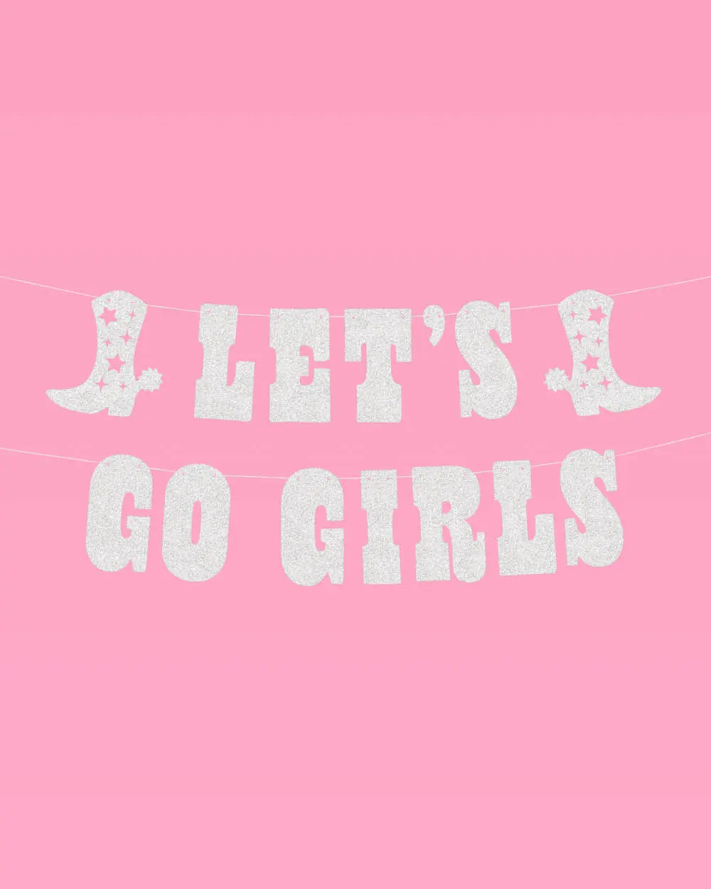 Let's Go Girls Banner - silver glitter banner xo, Fetti