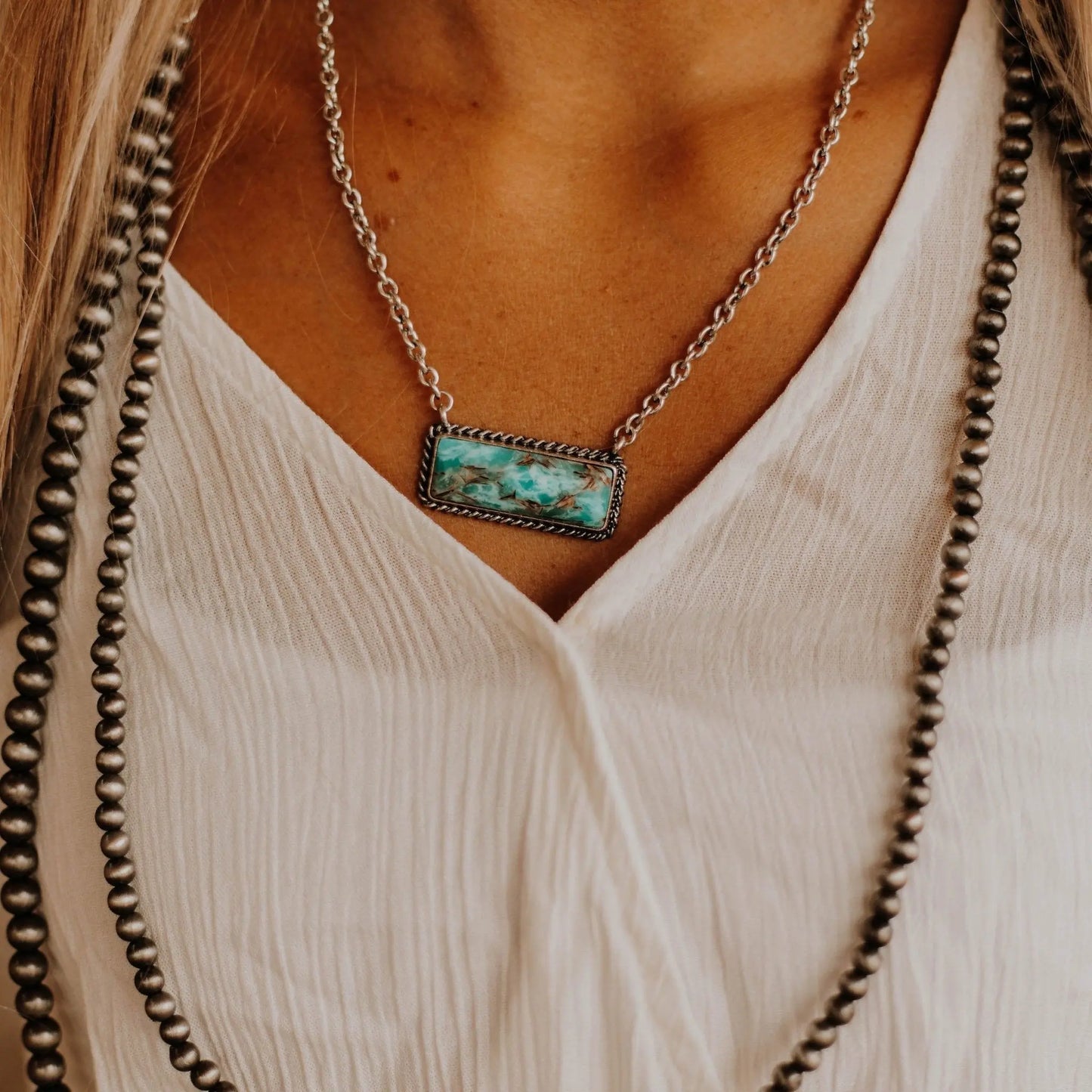 Marbled Turquoise Bar Necklace Wild Junkie