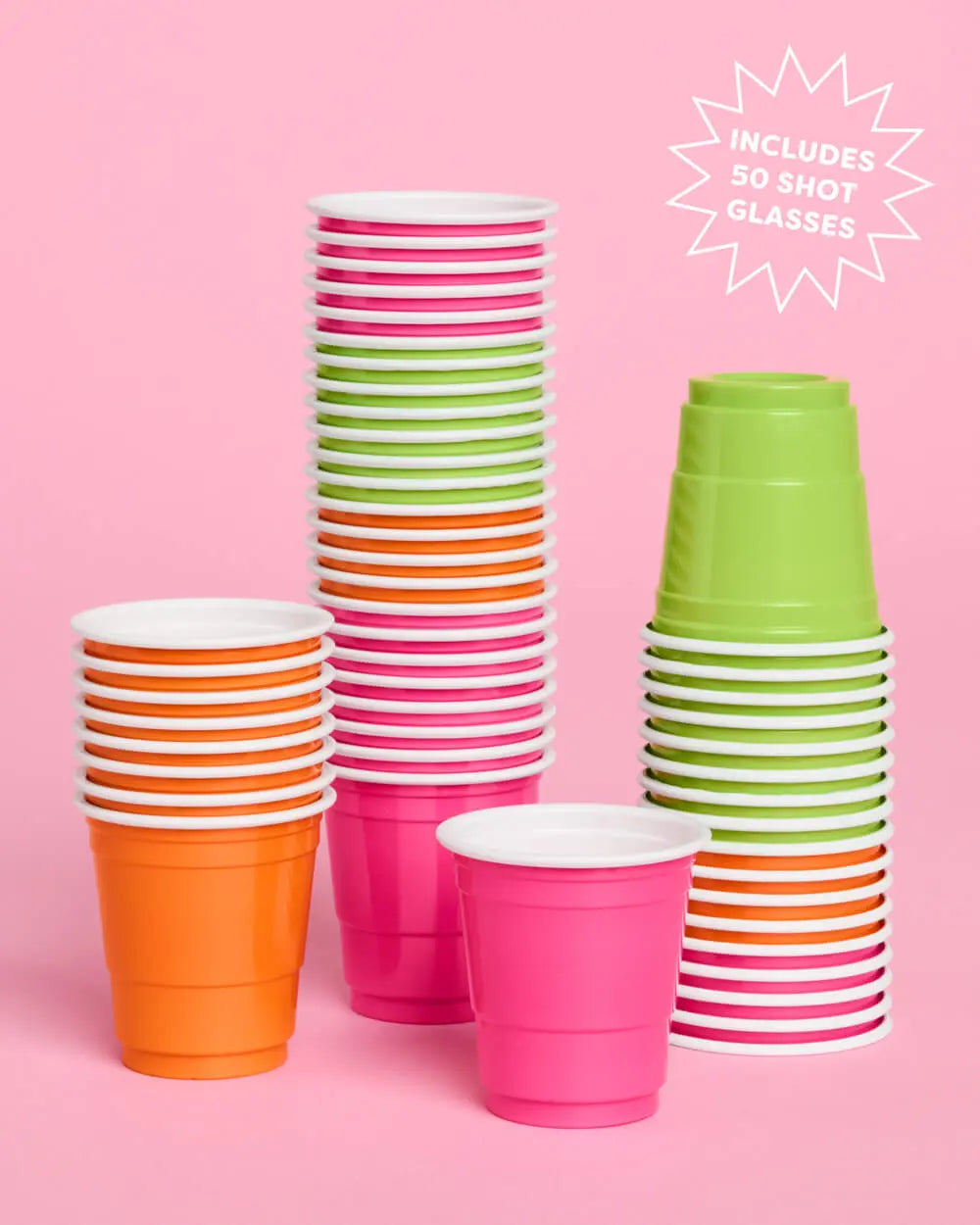 Margs Shot Glasses - 50 matte 2 oz shot glasses xo, Fetti