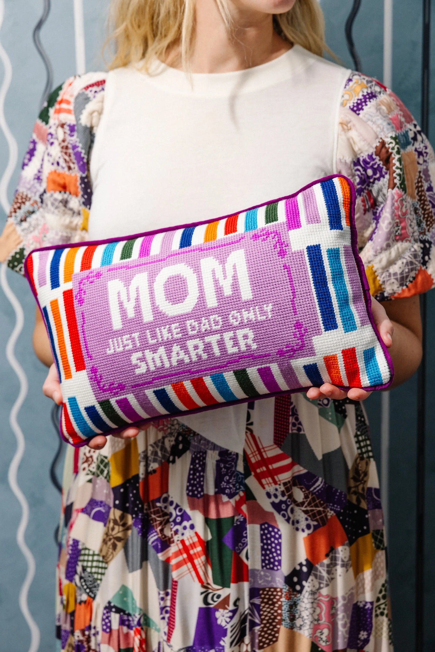 Mom Rules Needlepoint Pillow Furbish Studio
