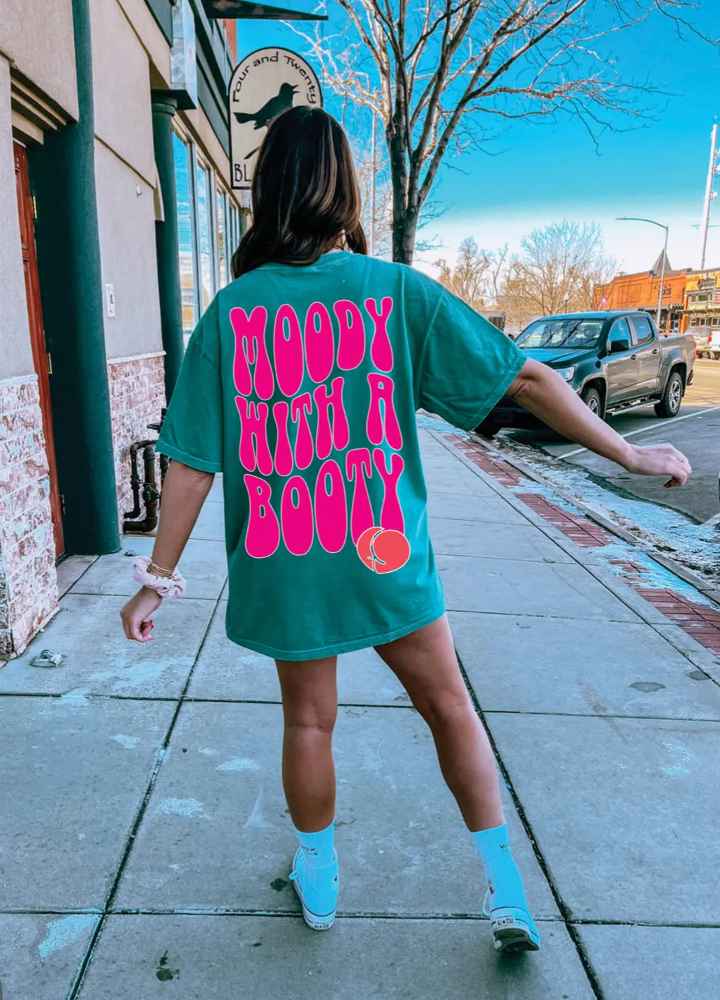 Moody with a booty Graphic Tee Shop Karma Tees