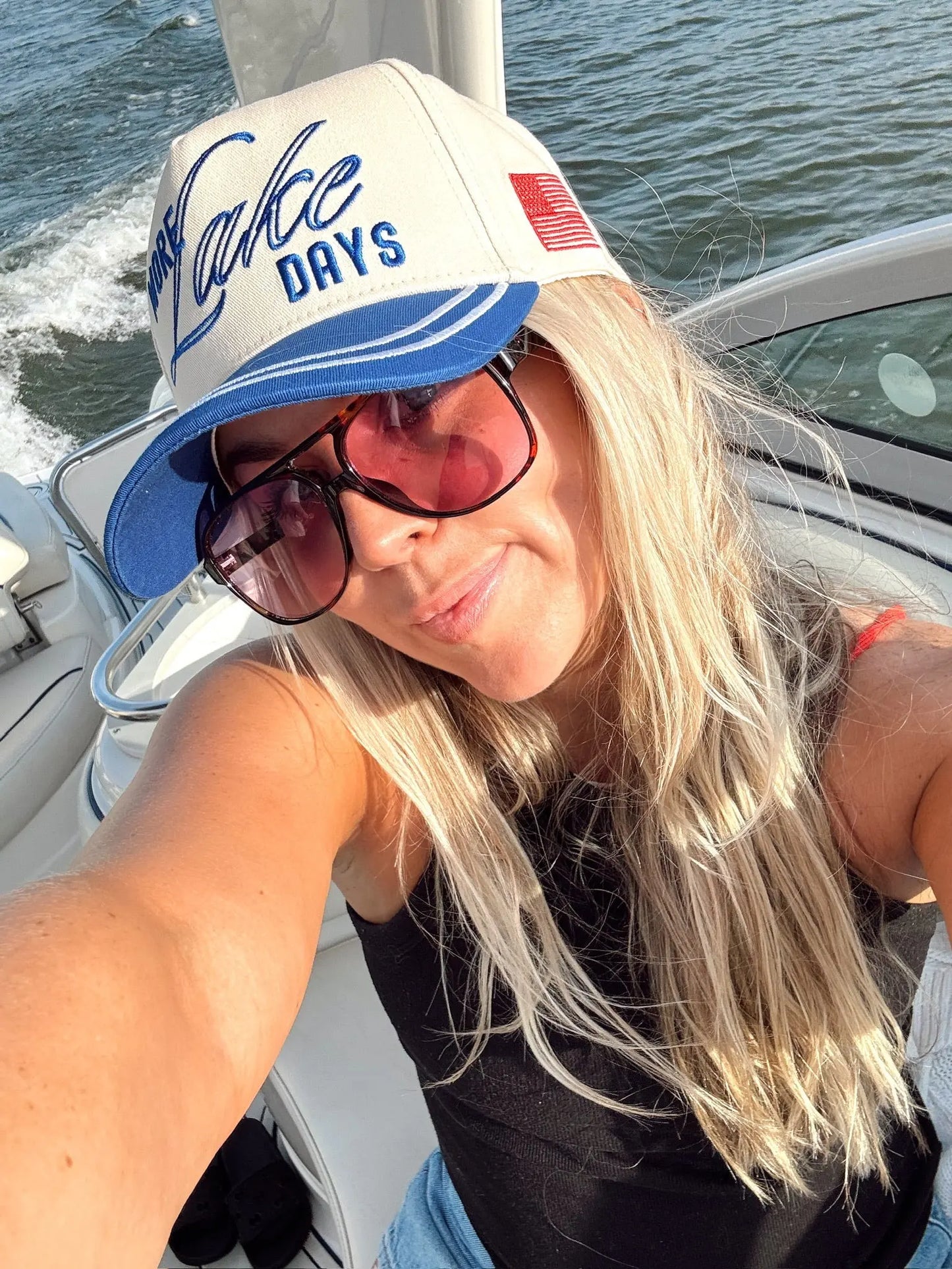 More Lake Days - Royal Blue Vintage Trucker Hat KenzKustomz