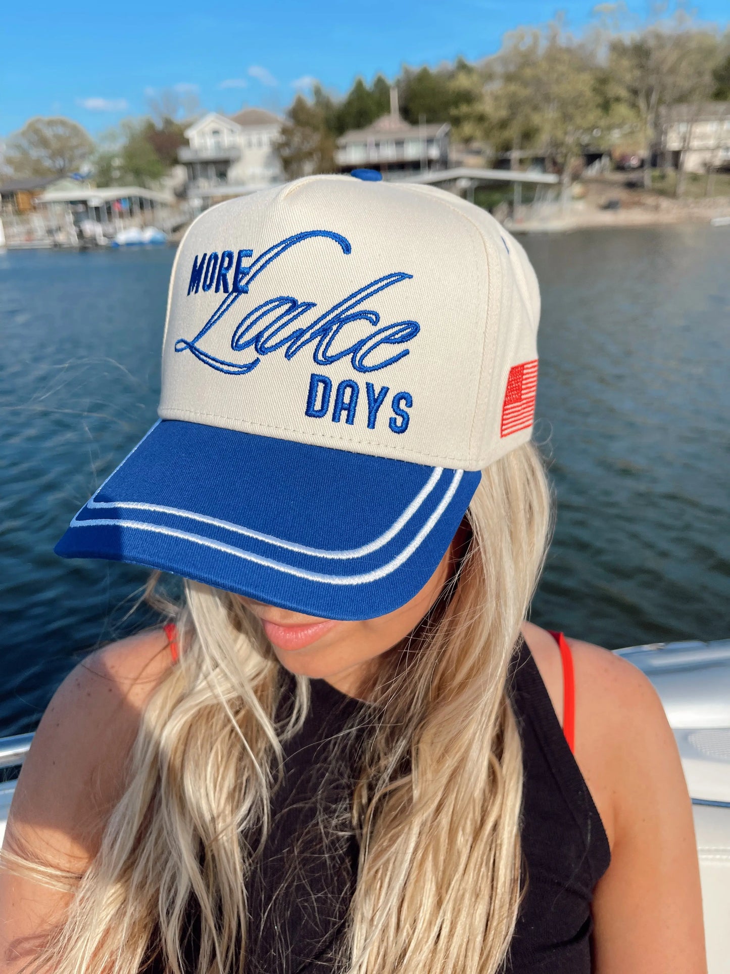 More Lake Days - Royal Blue Vintage Trucker Hat KenzKustomz