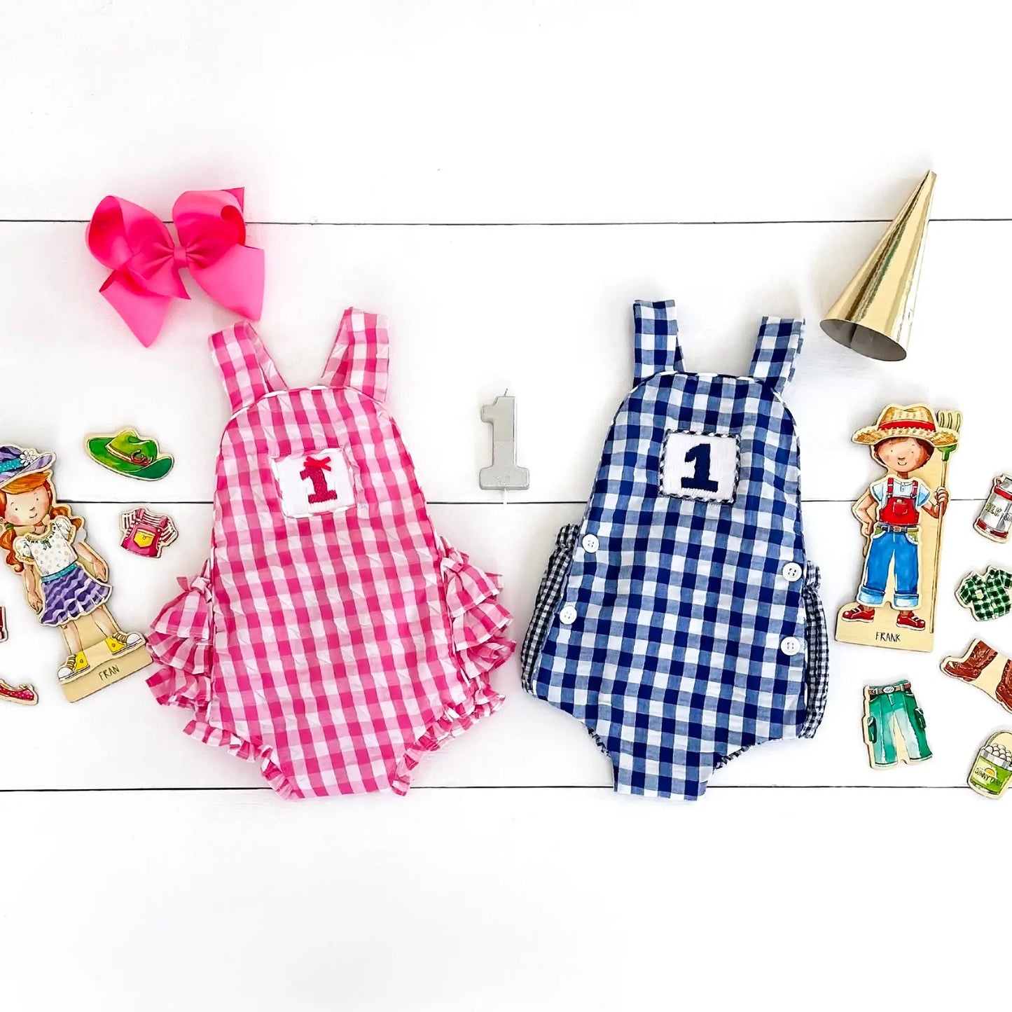 Navy Blue Smocked First Birthday Sunsuit - Latchkey